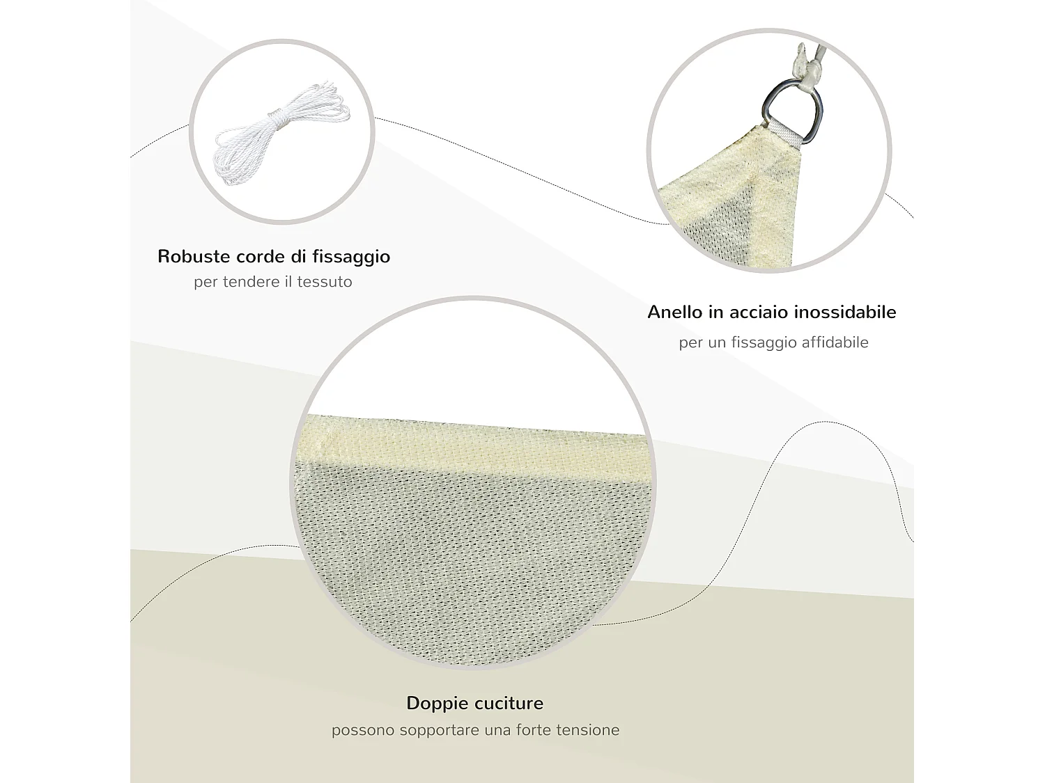 Tenda tendone parasole rettangolare pe crema