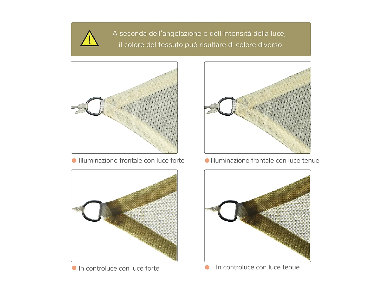 Tenda tendone parasole rettangolare pe crema