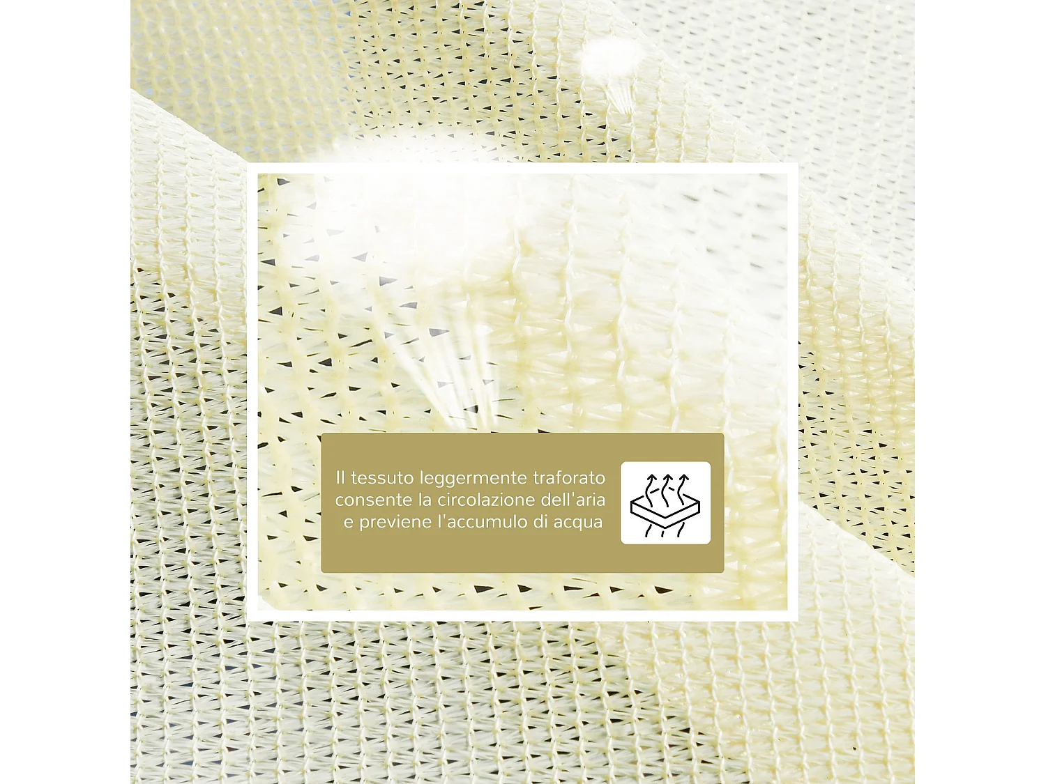 Tenda tendone parasole rettangolare pe crema