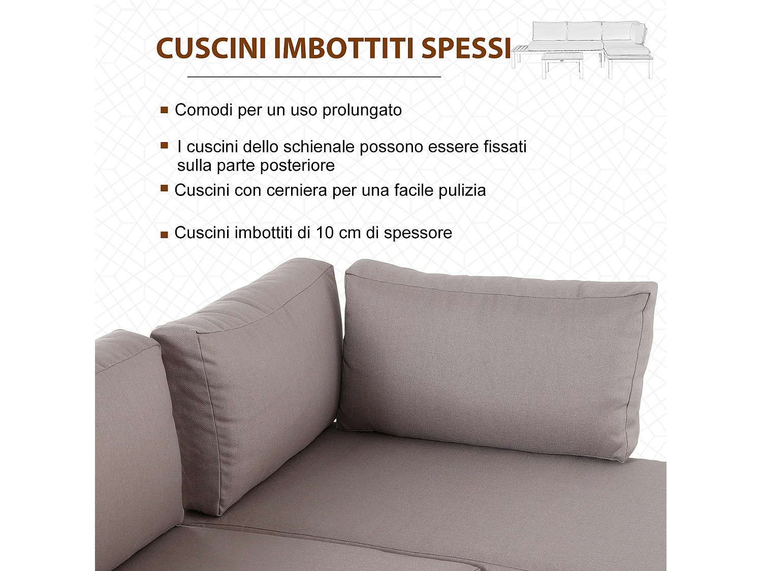 Set da giardino 3 pezzi 2 divani 2 posti 1 tavolino da caffè