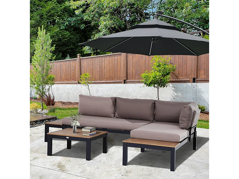 Set da giardino 3 pezzi 2 divani 2 posti 1 tavolino da caffè