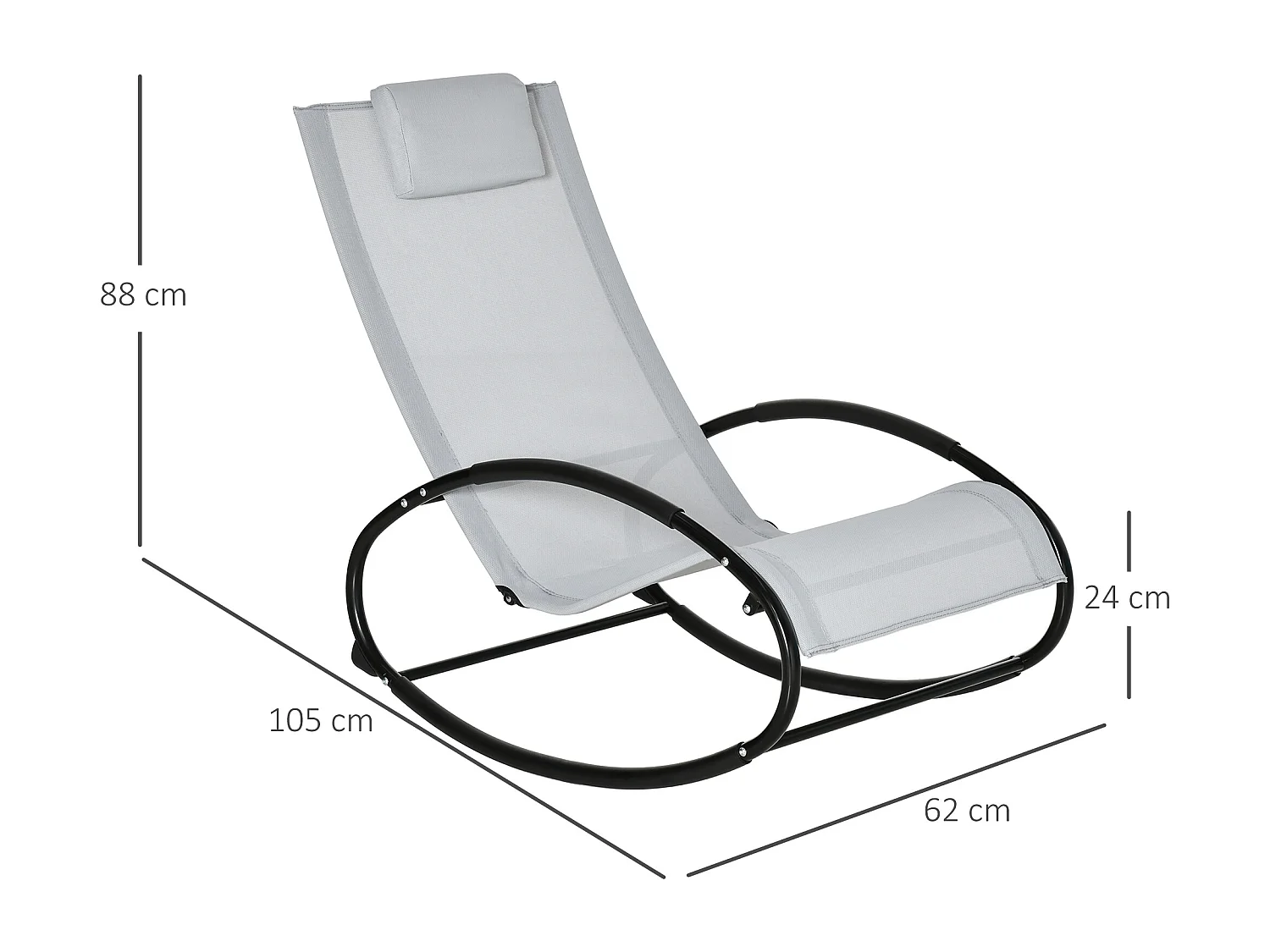 Sdraio da giardino zero gravity a dondolo cuscino grigia