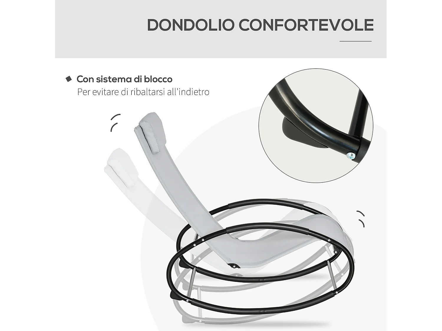 Sdraio da giardino zero gravity a dondolo cuscino grigia