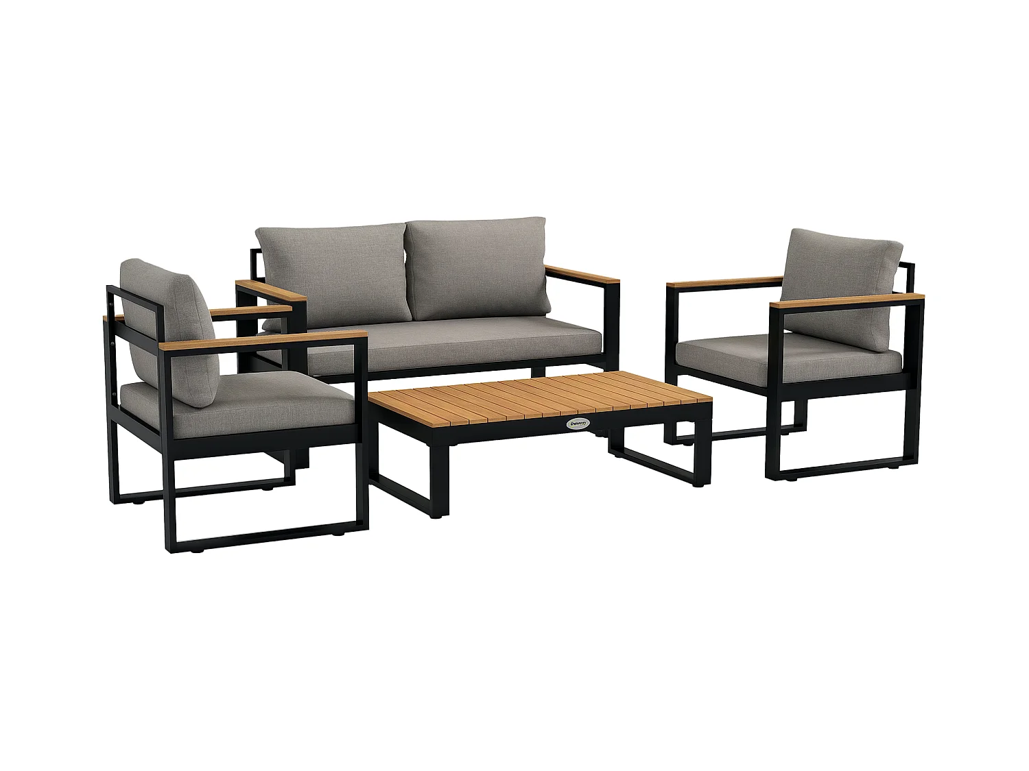 Salotto da giardino con divano 2 poltrone e tavolino grigio