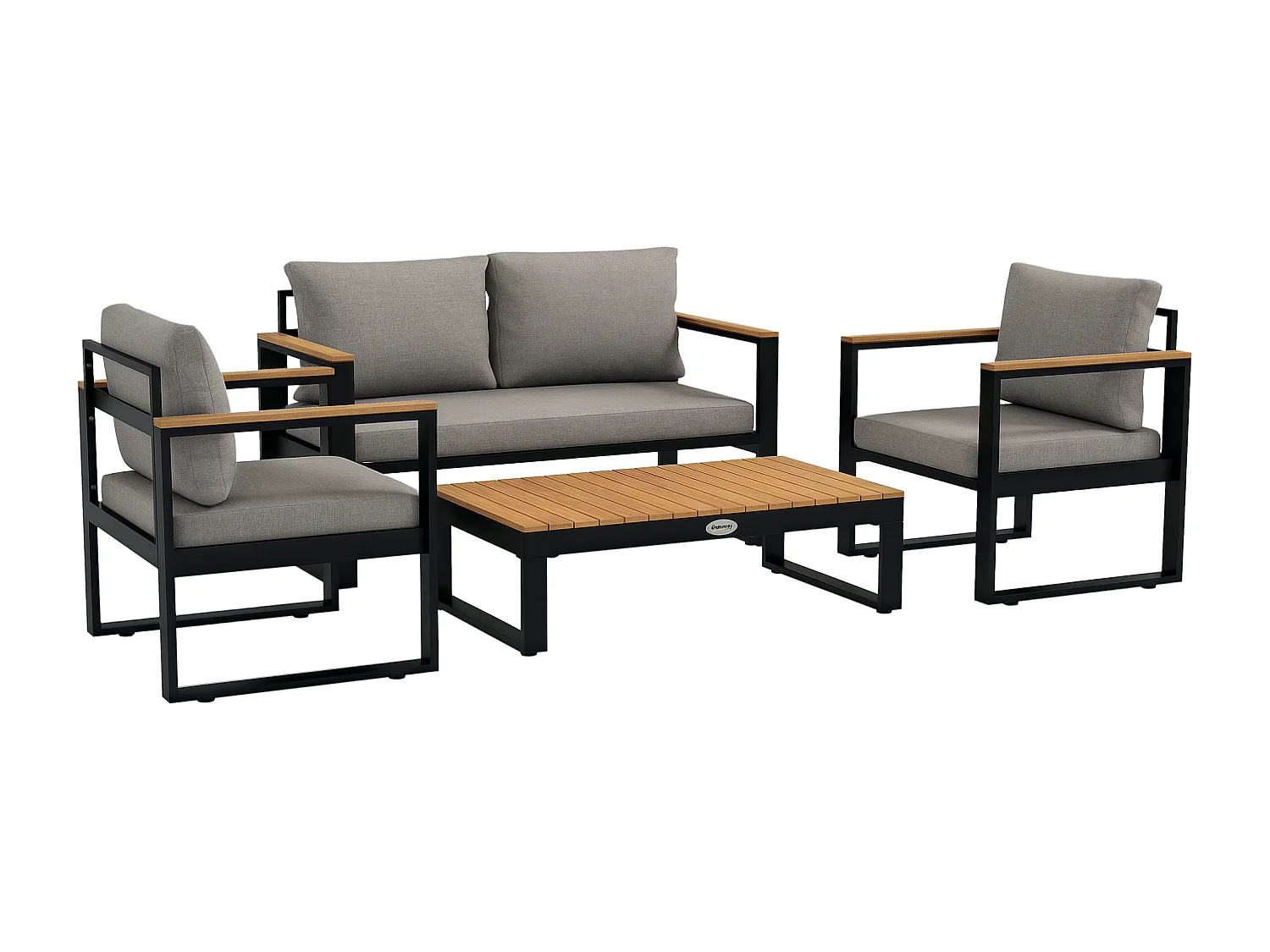 Salotto da giardino con divano 2 poltrone e tavolino grigio