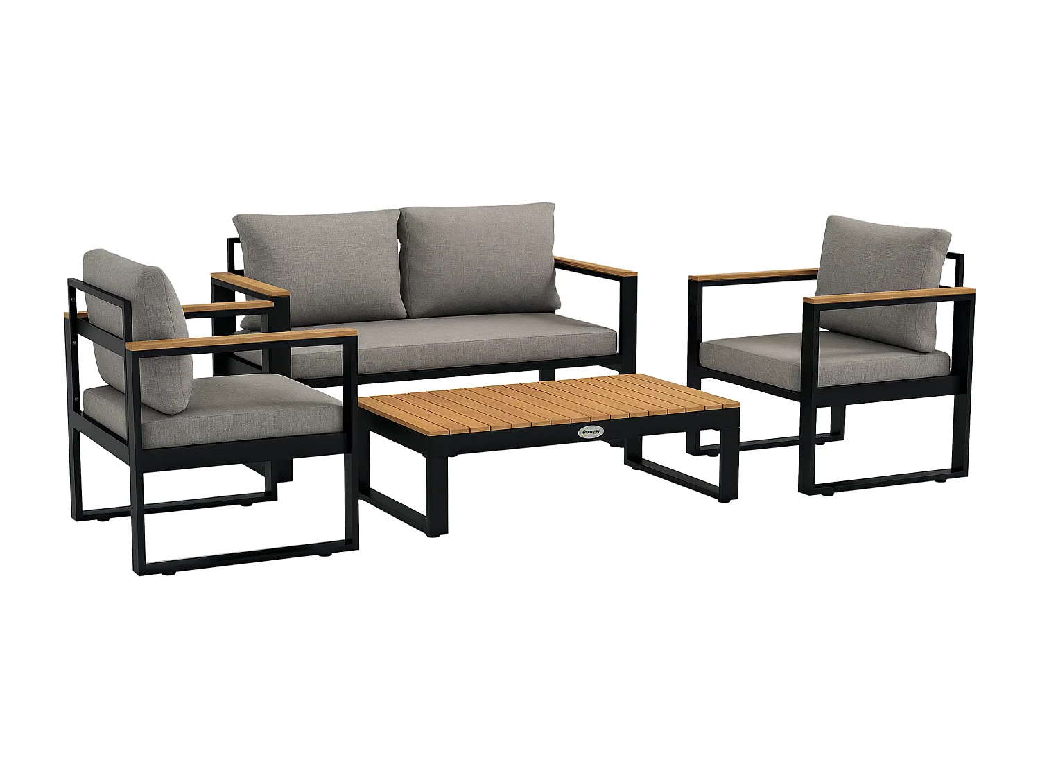 Salotto da giardino con divano 2 poltrone e tavolino grigio