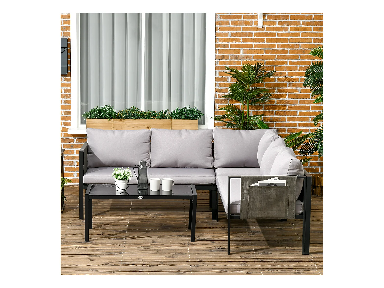 Set da giardino 2 divani poltrona angolare e tavolino basso