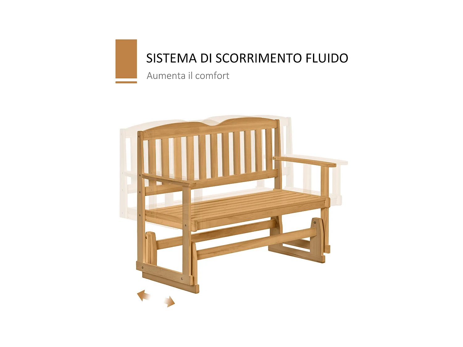 Panchina da giardino a dondolo da 2 posti legno colore legno