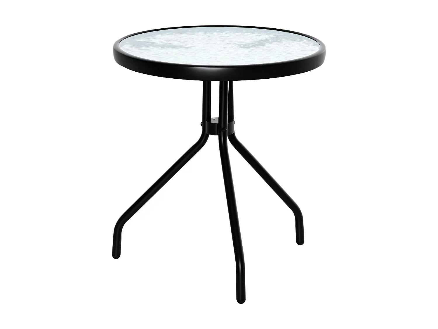 Tavolino da giardino rotondo ripiano vetro struttura metallo