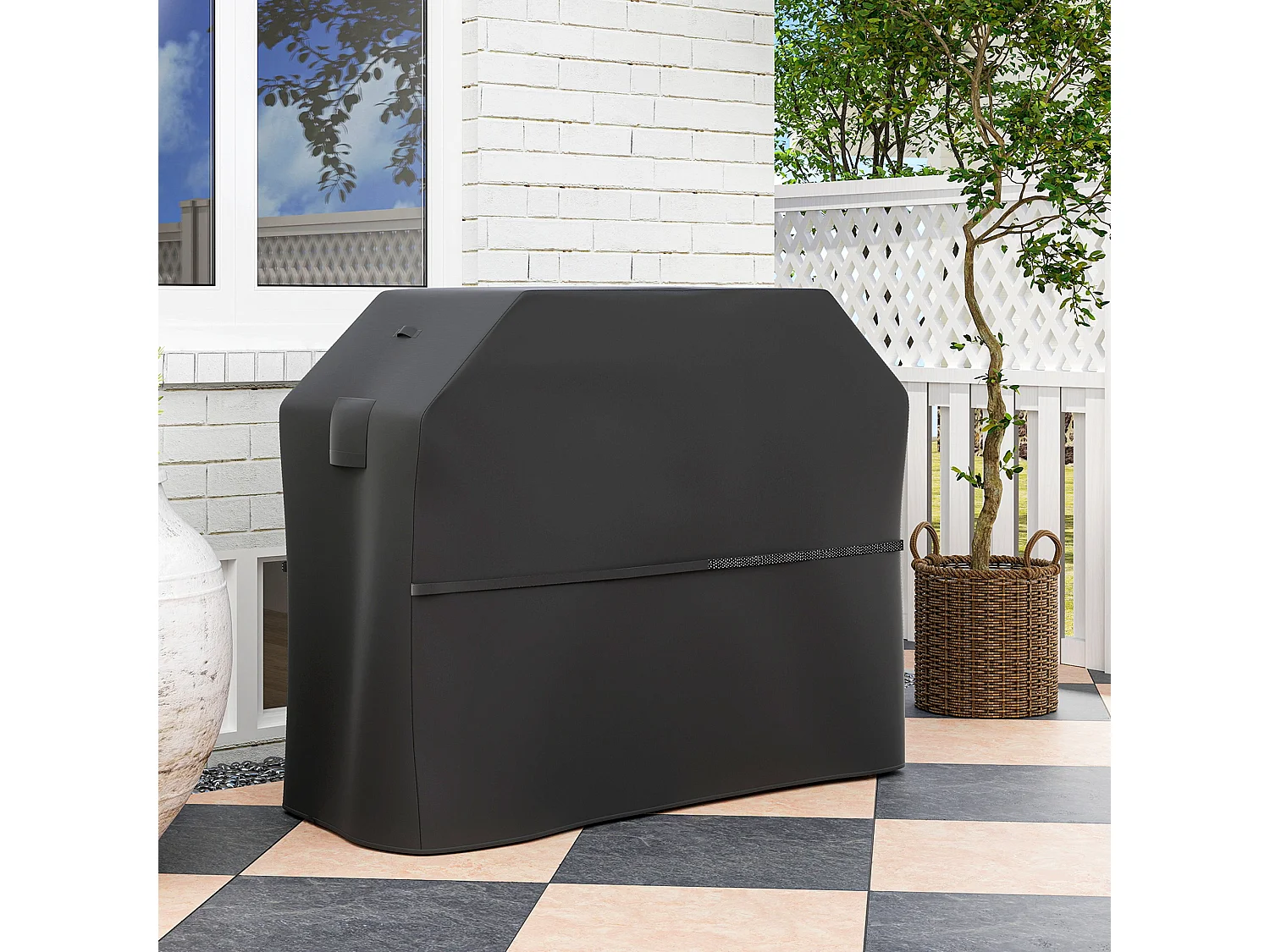 Copertura per barbecue impermeabile tessuto oxford 600d uv30+ nero