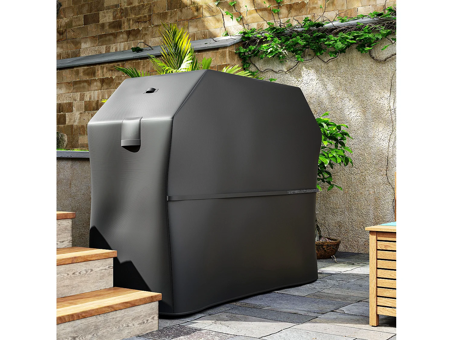 Copertura per barbecue impermeabile tessuto oxford 600d uv30+ nero
