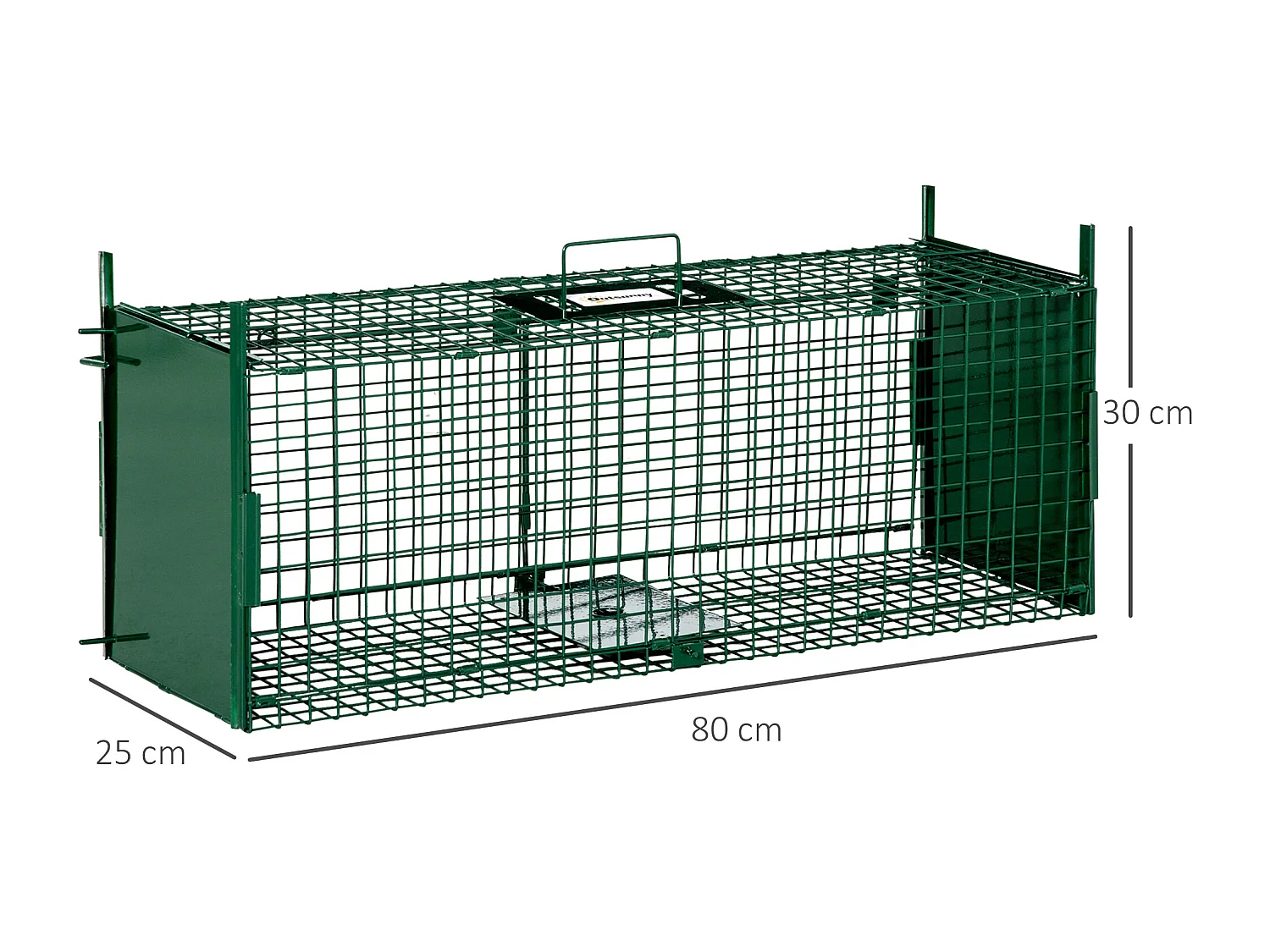 Gabbia trappola per animali vivi piccoli con doppia porta 80x25x30cm