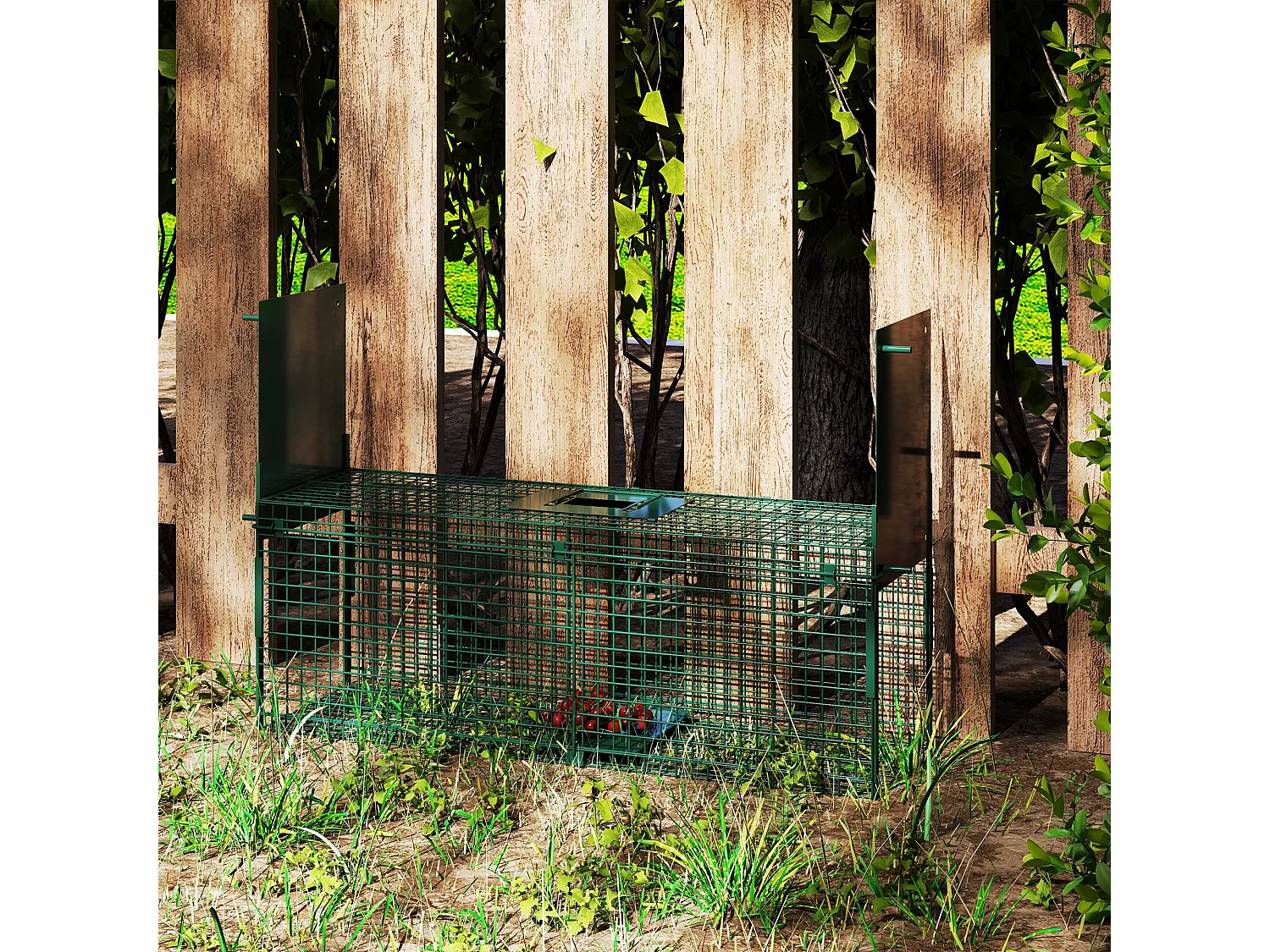 Gabbia trappola per animali vivi piccoli con doppia porta 80x25x30cm