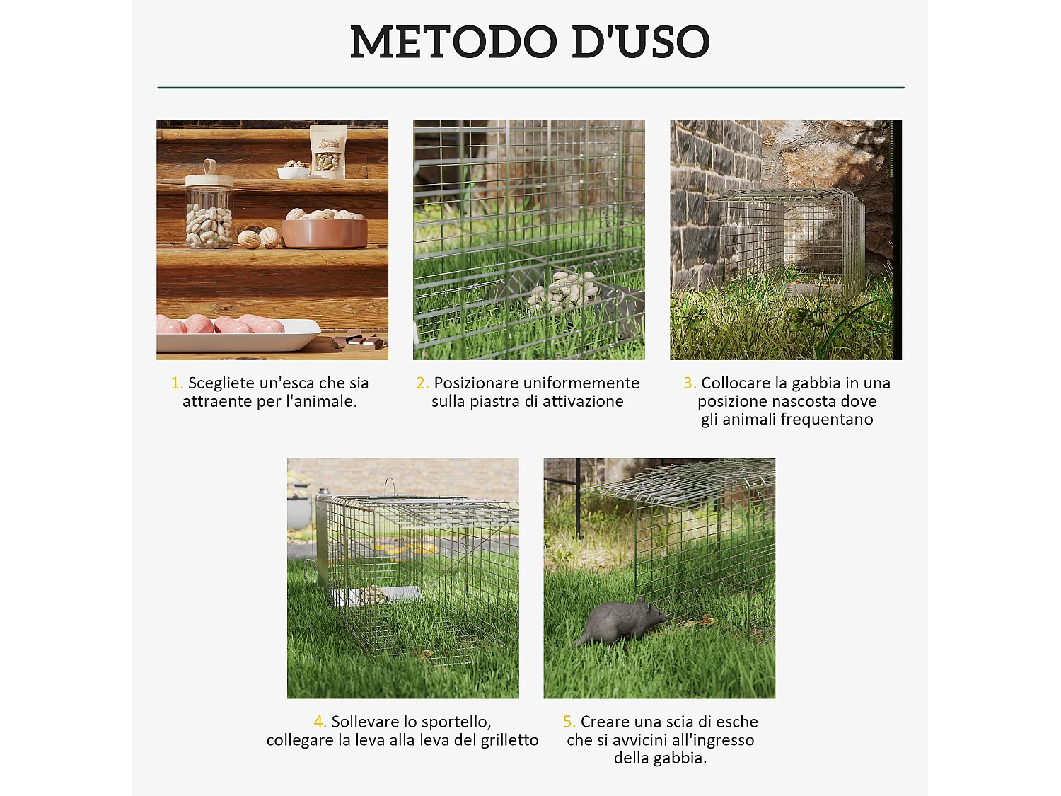 Gabbia trappola per ratti topi e nutrie pieghevole in acciaio