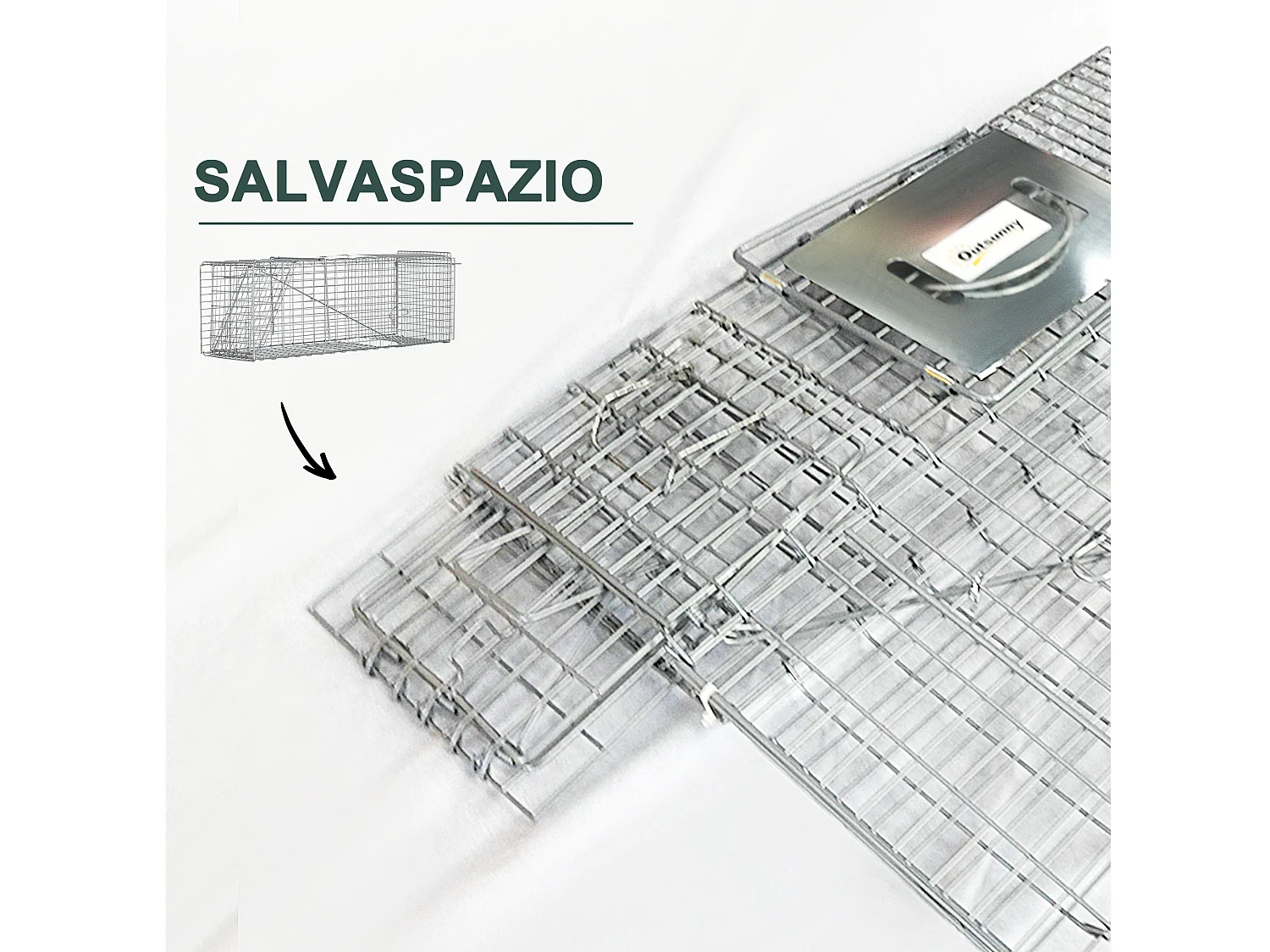 Gabbia trappola per ratti topi e nutrie pieghevole in acciaio