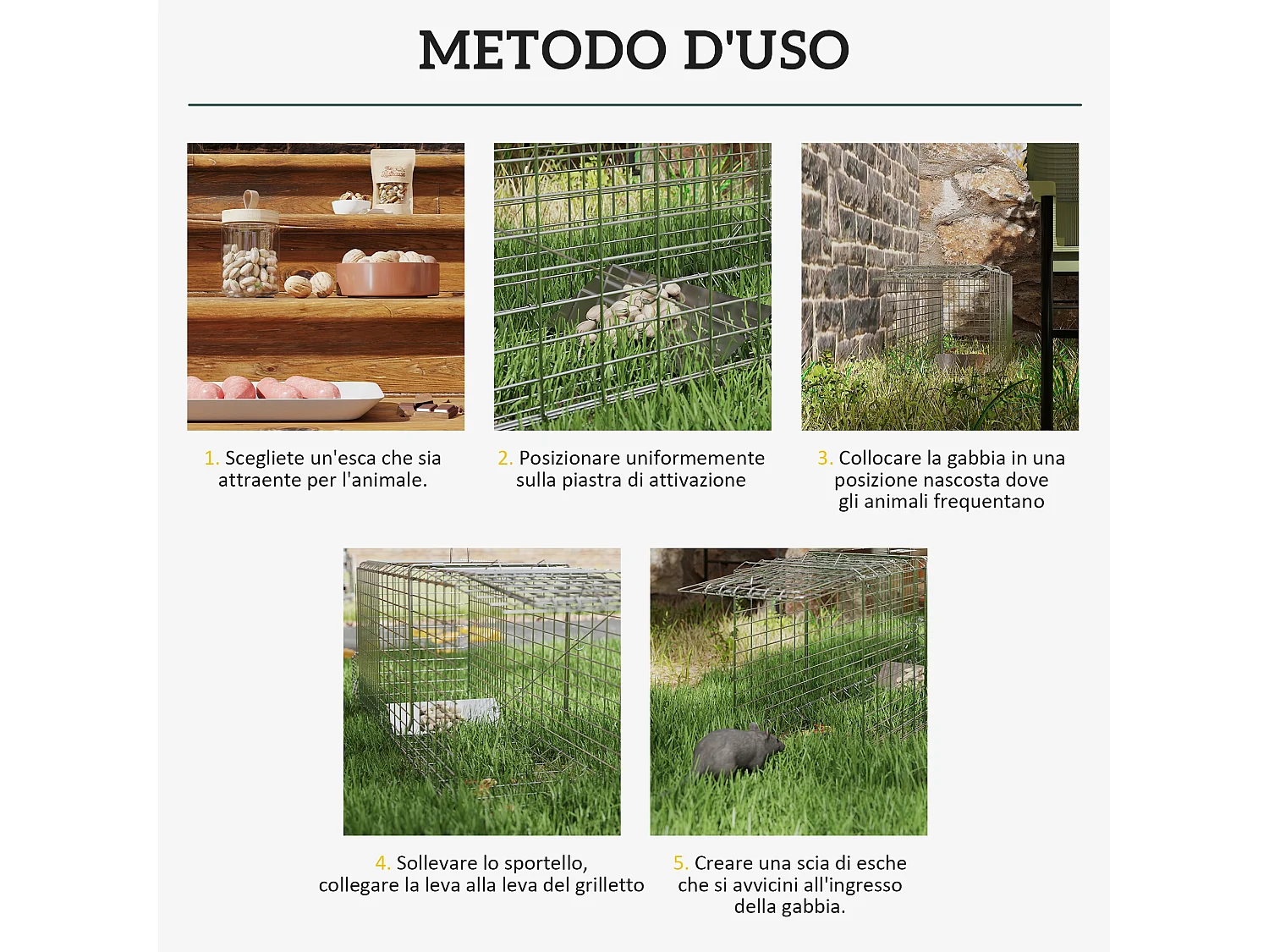 Gabbia trappola per ratti topi e nutrie pieghevole in acciaio