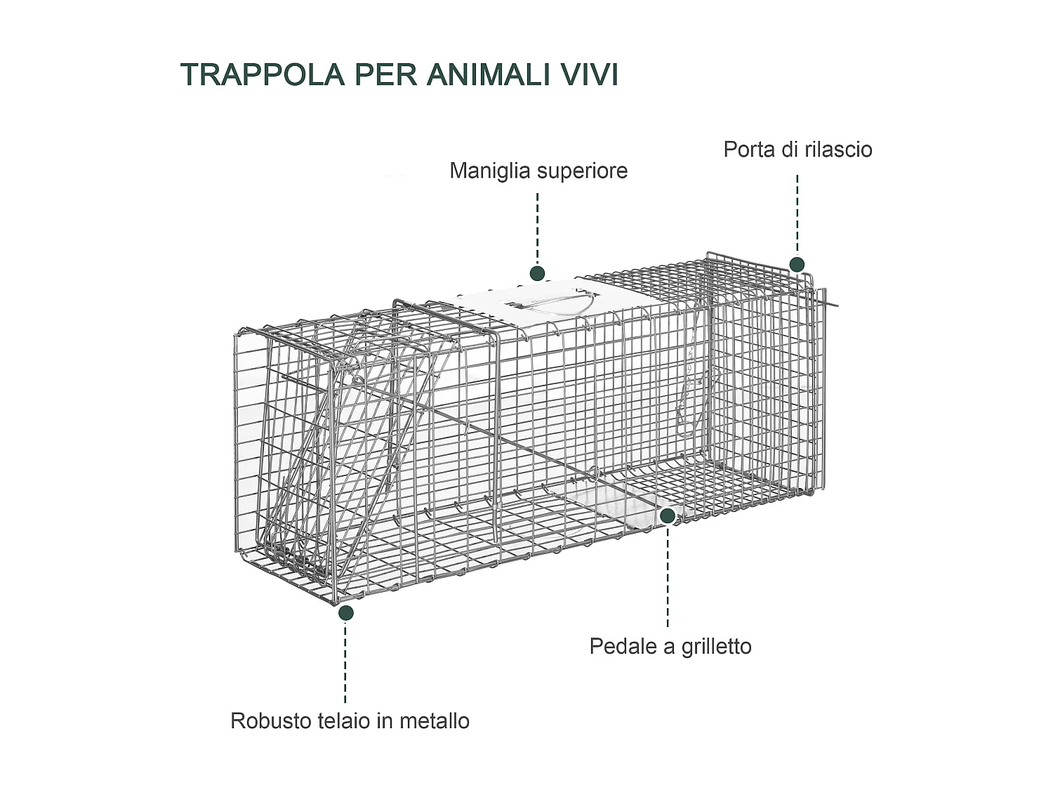 Gabbia trappola per ratti topi e nutrie pieghevole in acciaio