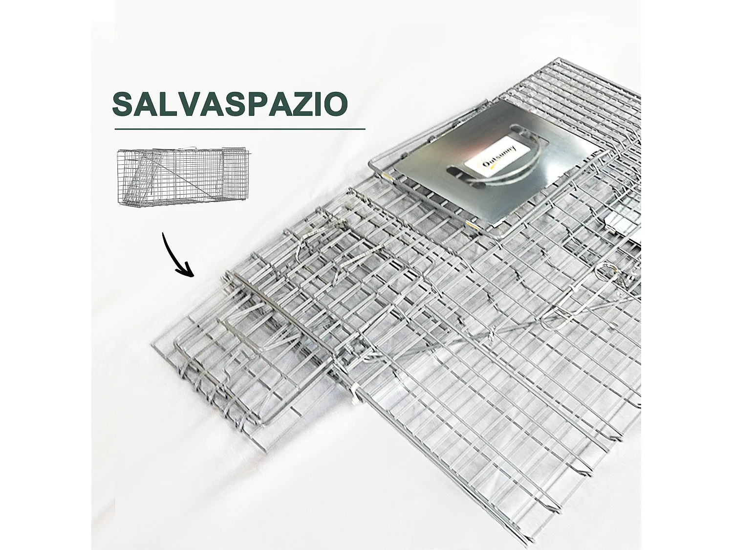 Gabbia trappola per ratti topi e nutrie pieghevole in acciaio