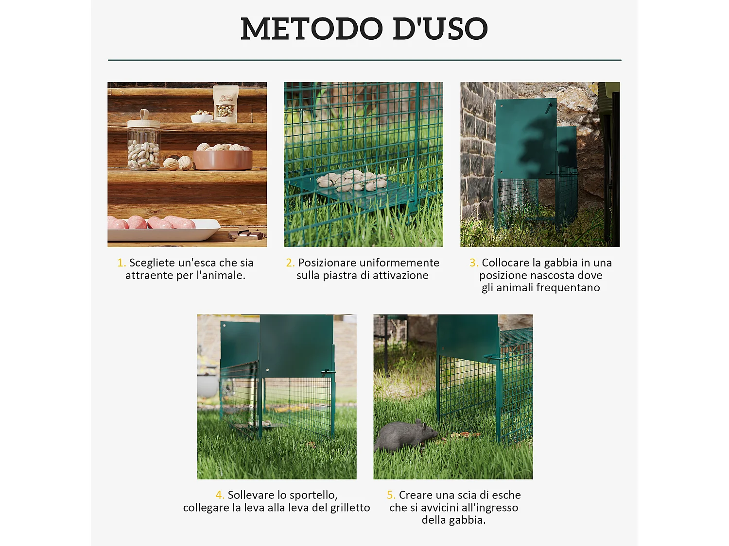 Gabbia trappola per ratti e topi con doppia porta 100x25x28cm