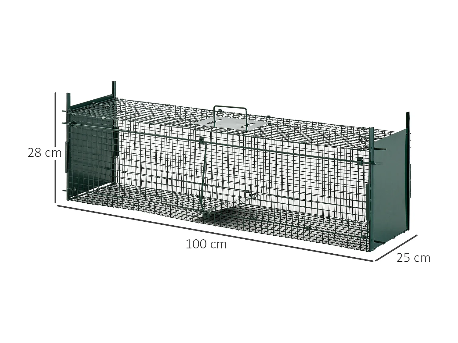 Gabbia trappola per ratti e topi con doppia porta 100x25x28cm