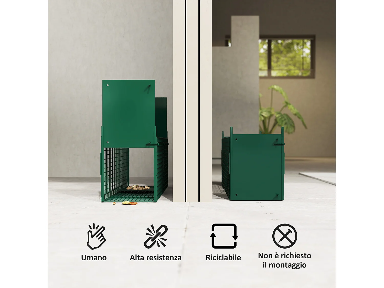 Gabbia trappola per animali vivi piccoli con doppia porta 60x18x20cm