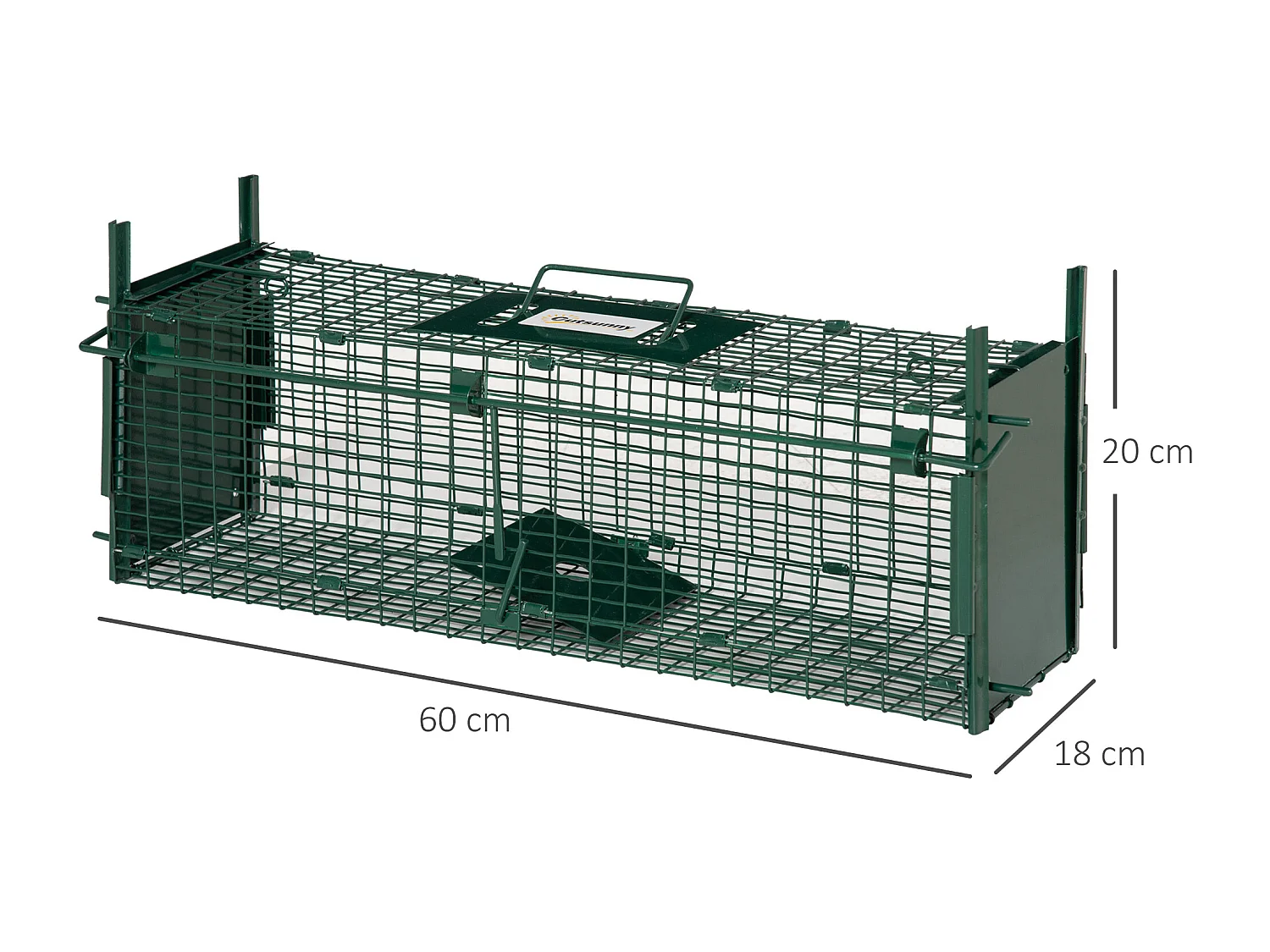 Gabbia trappola per animali vivi piccoli con doppia porta 60x18x20cm
