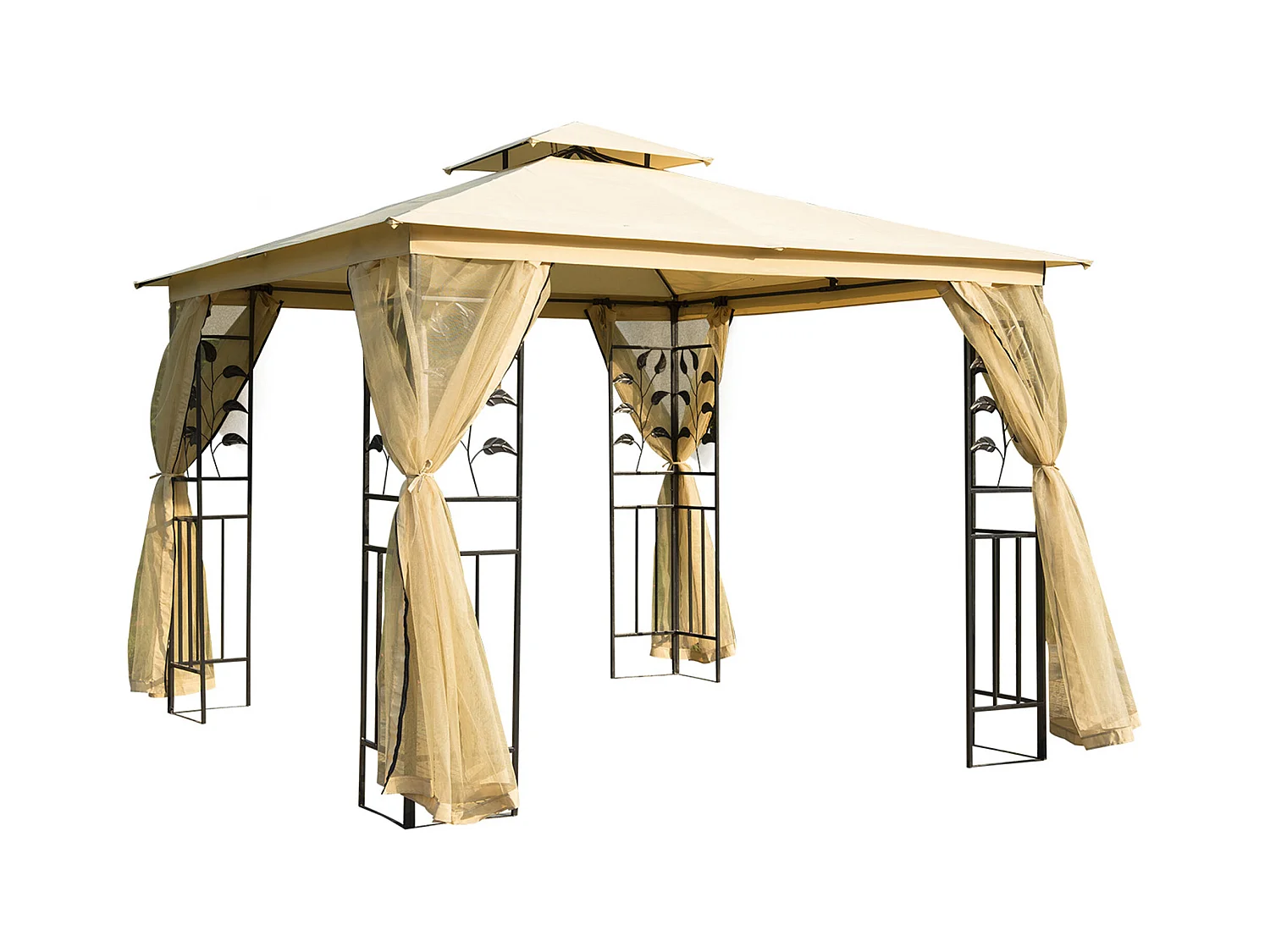 Gazebo da esterno 3x3m con zanzariera e telaio in acciaio