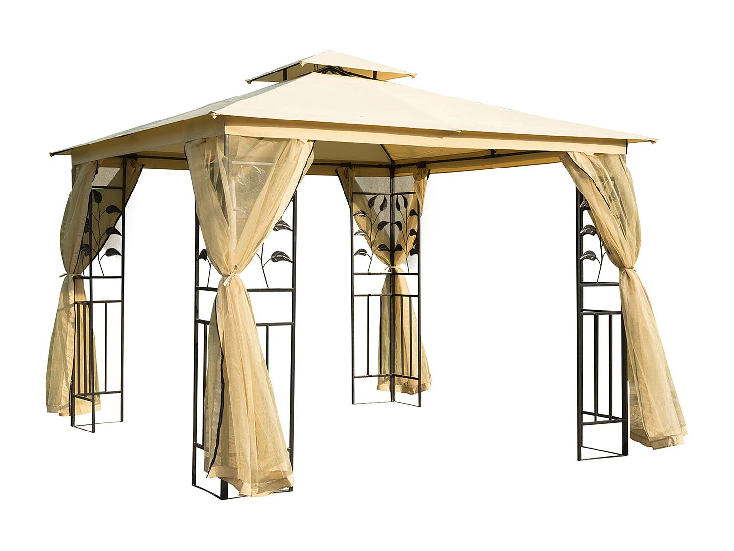 Gazebo da esterno 3x3m con zanzariera e telaio in acciaio