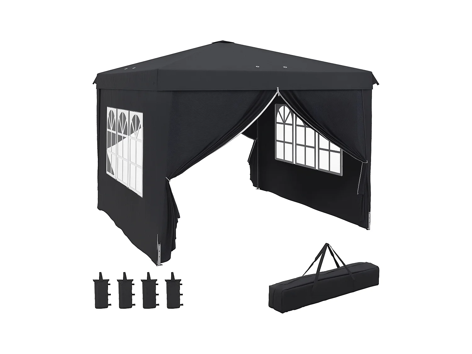 Gazebo 3x3 per 6-9 persone ad altezza regolabile grigio