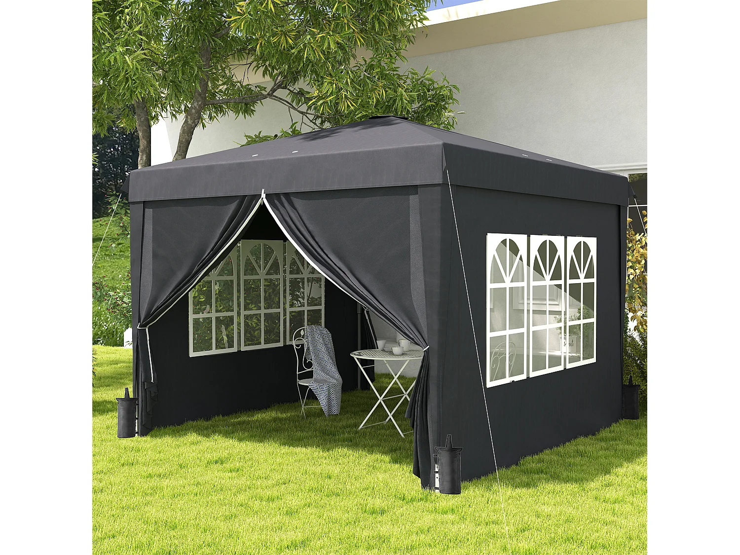 Gazebo 3x3 per 6-9 persone ad altezza regolabile grigio