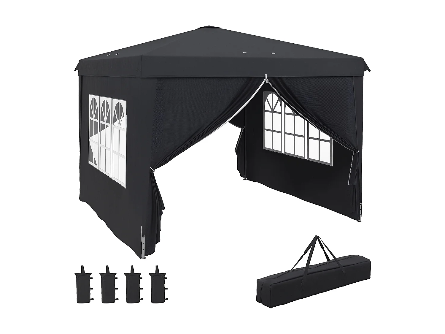 Gazebo 3x3 per 6-9 persone ad altezza regolabile grigio