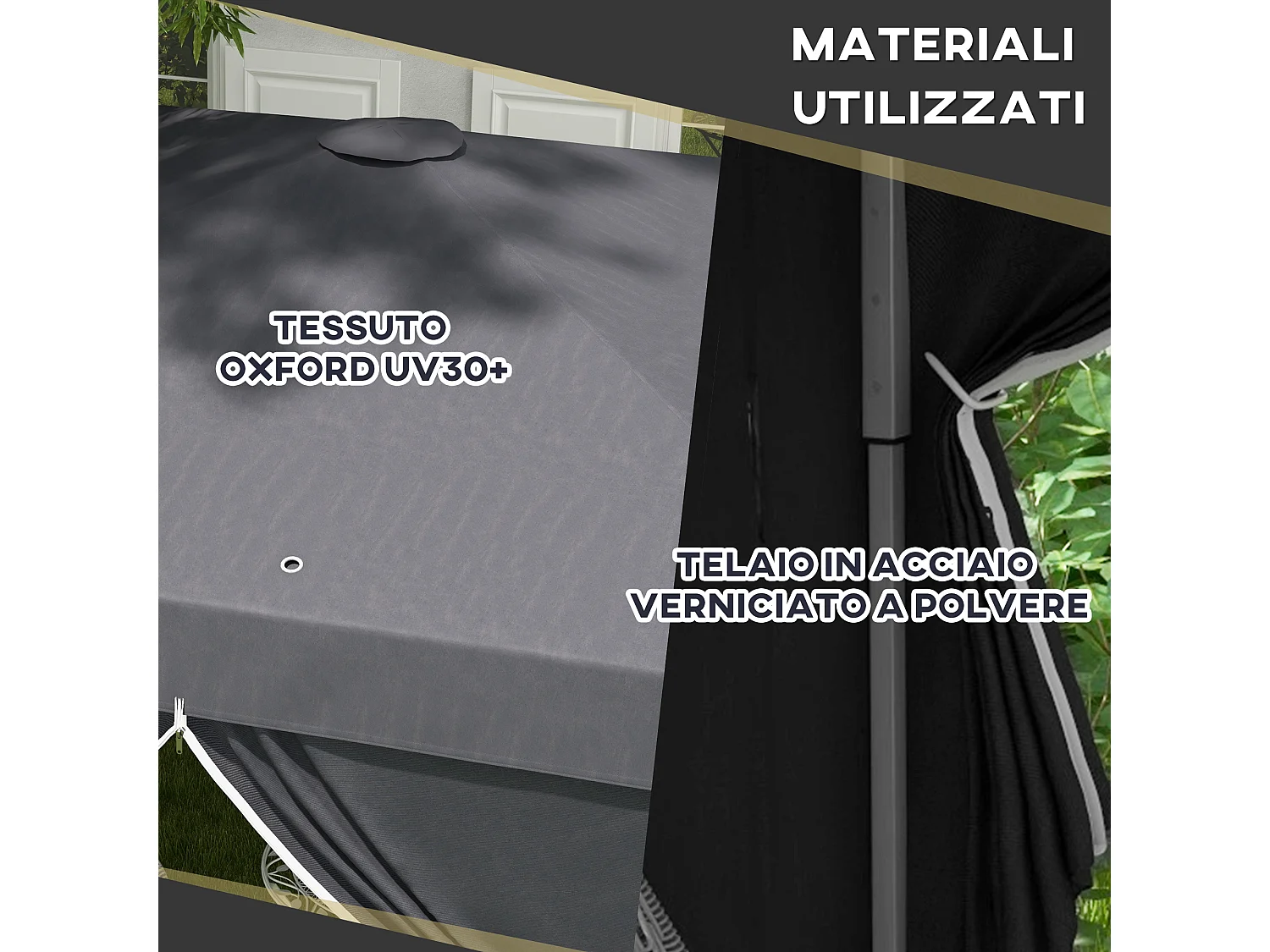 Gazebo 3x3 per 6-9 persone ad altezza regolabile grigio