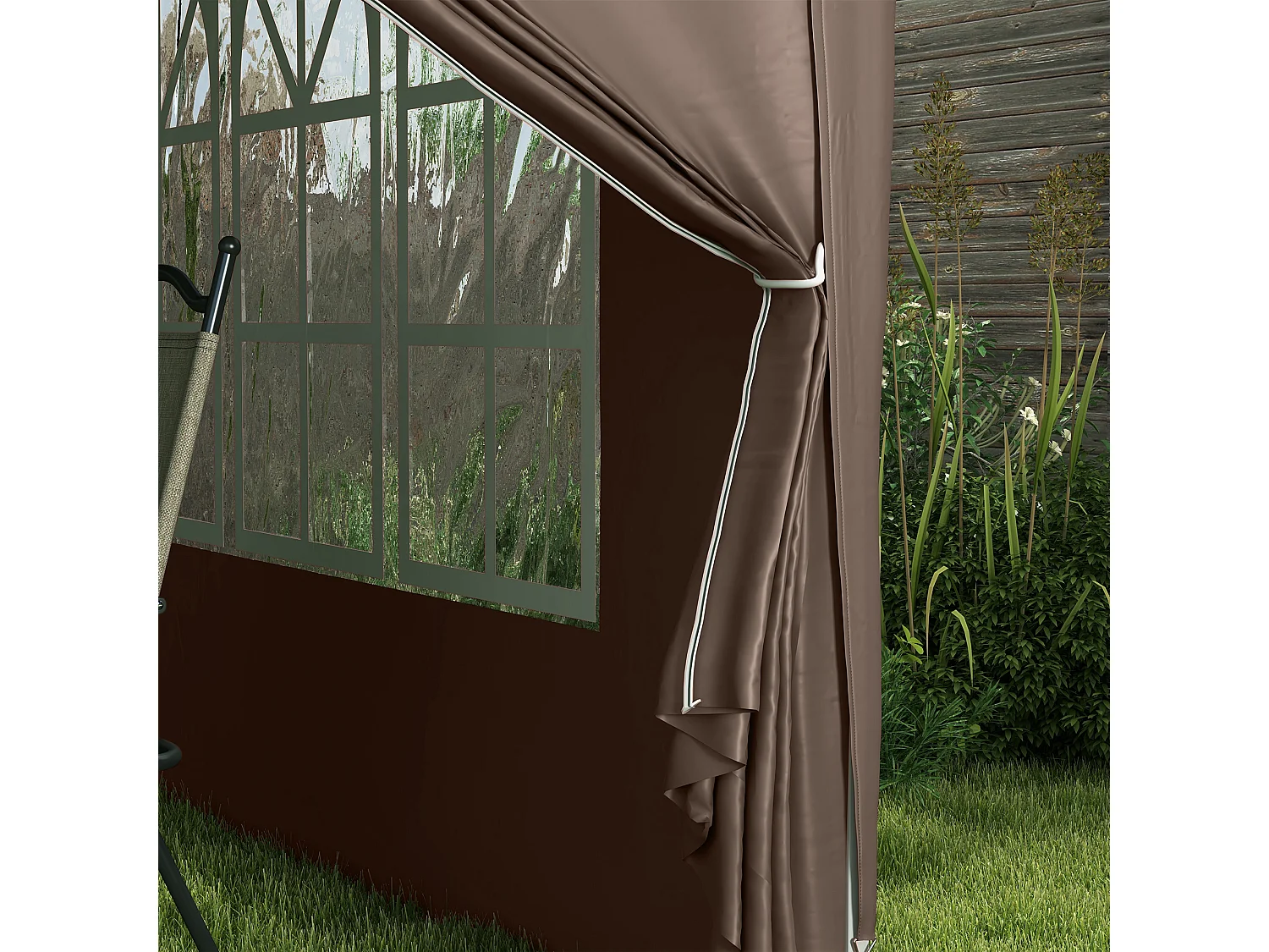 Gazebo da esterno 3x3 m pieghevole con 4 pannelli laterali color caffè