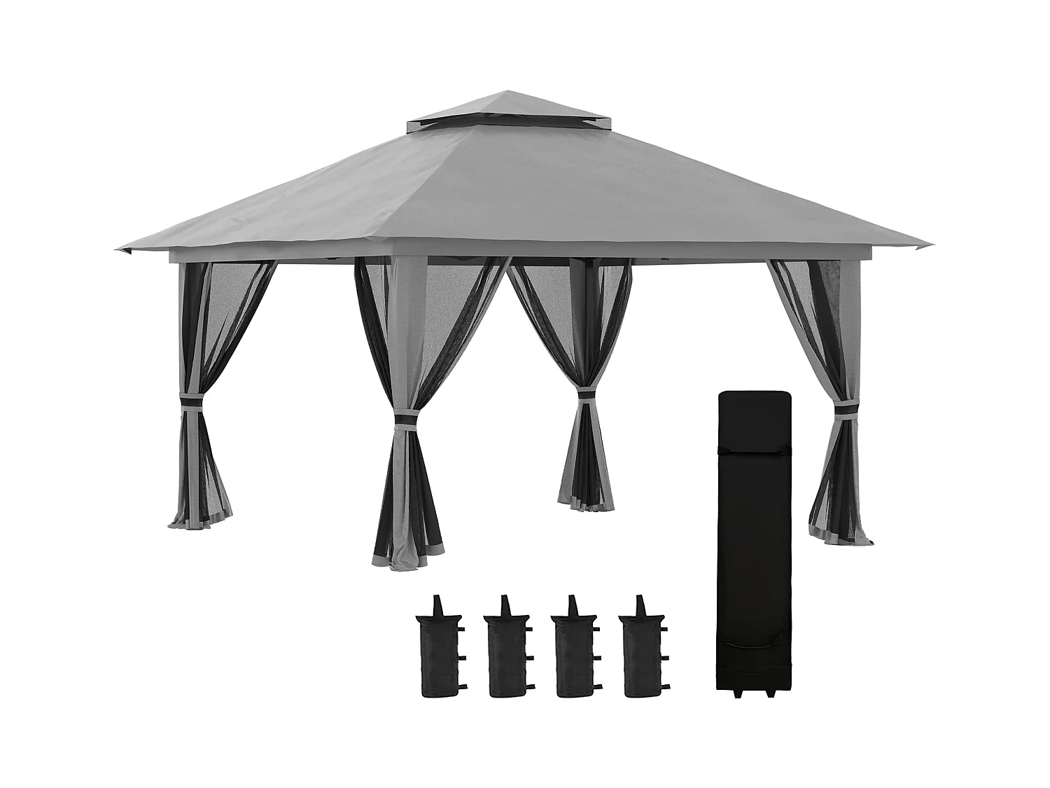 Gazebo pieghevole 4x4 fori di drenaggio e doppio tettuccio