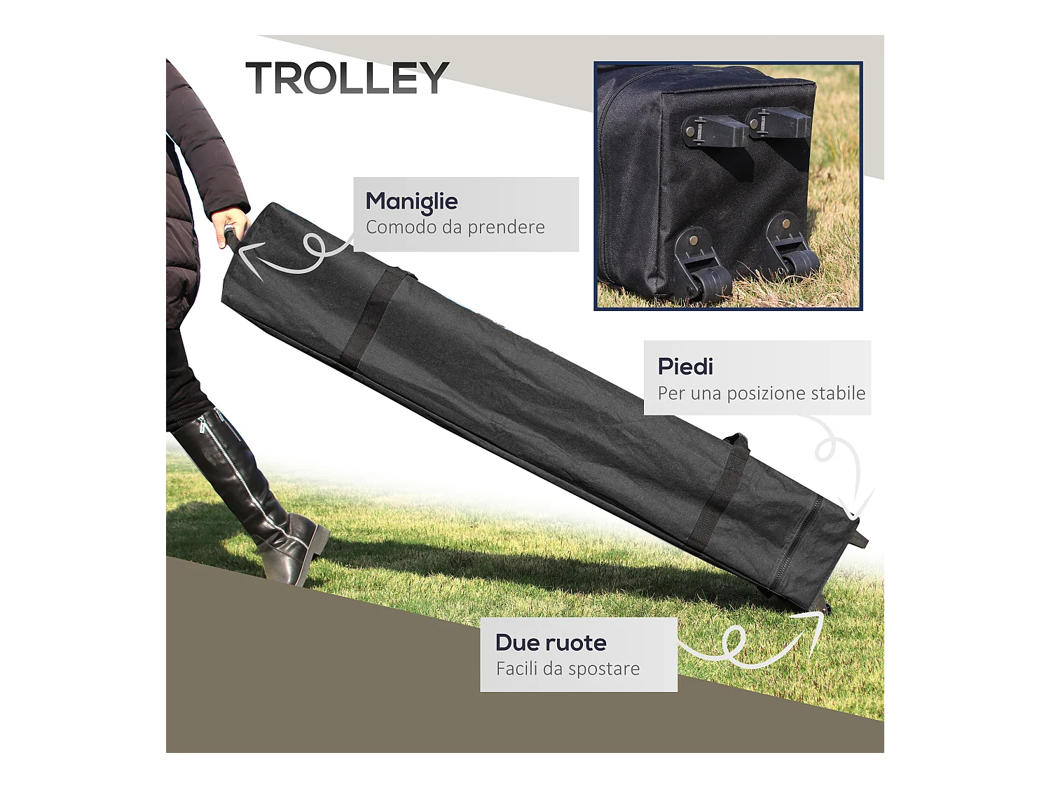 Gazebo pieghevole 4x4 fori di drenaggio e doppio tettuccio