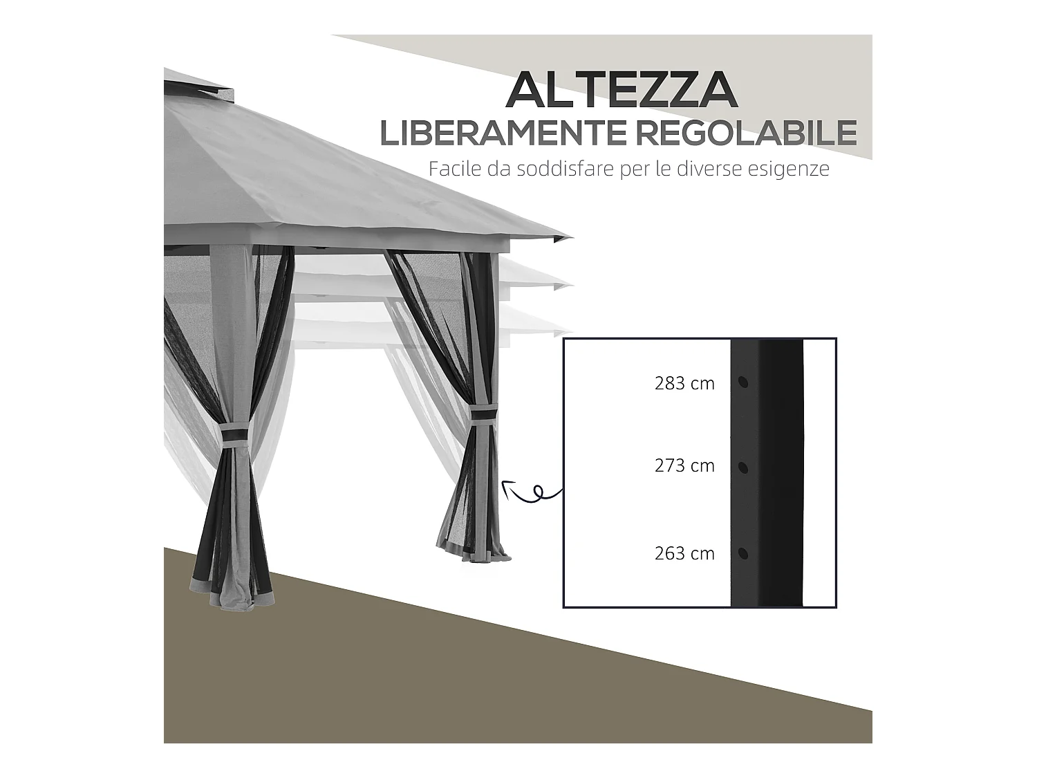 Gazebo pieghevole 4x4 fori di drenaggio e doppio tettuccio