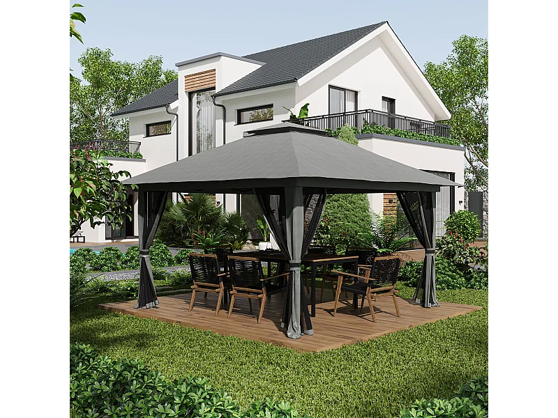 Gazebo pieghevole 4x4 fori di drenaggio e doppio tettuccio