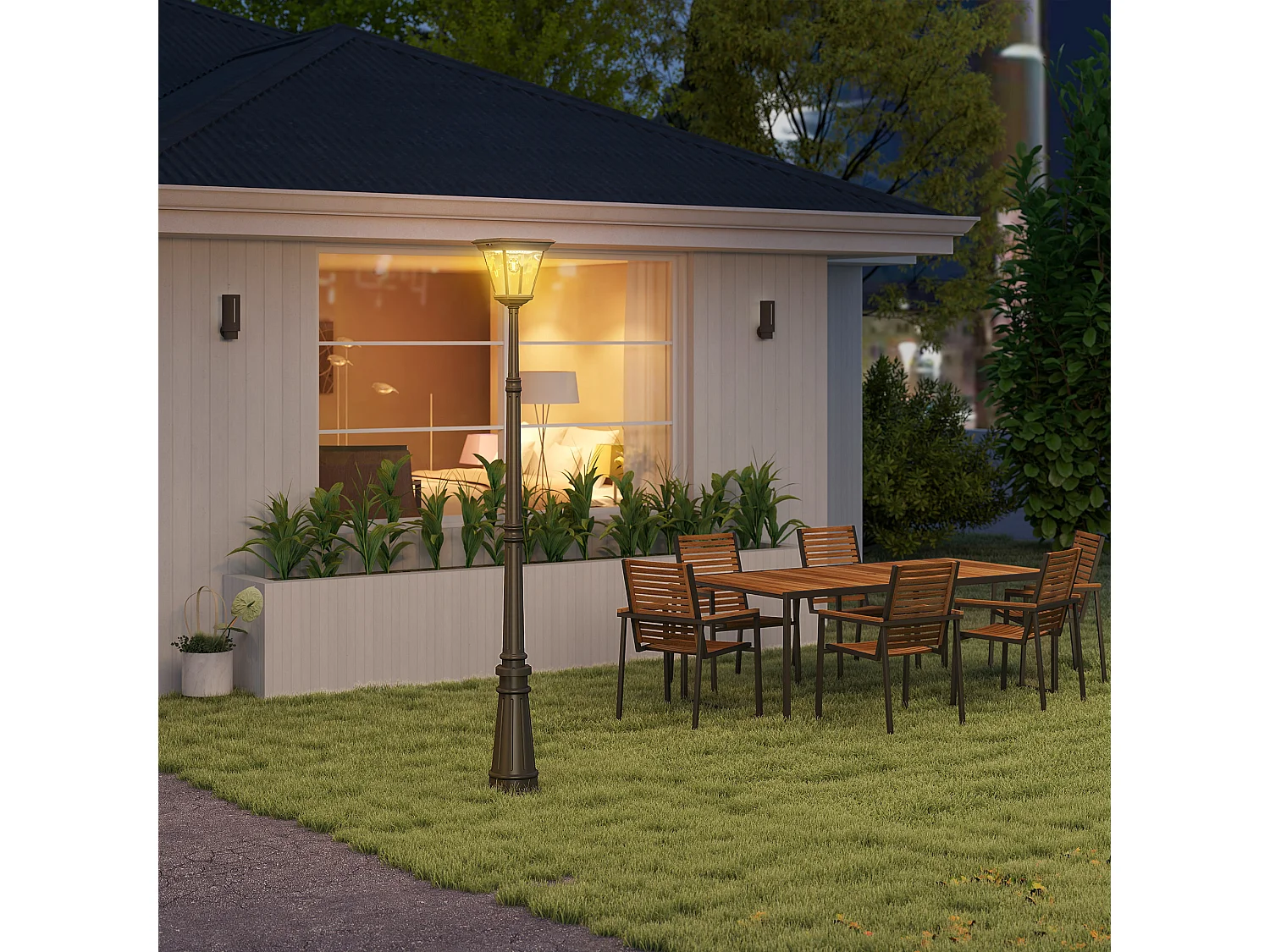 Lampione da giardino a energia solare con sensore pir nero