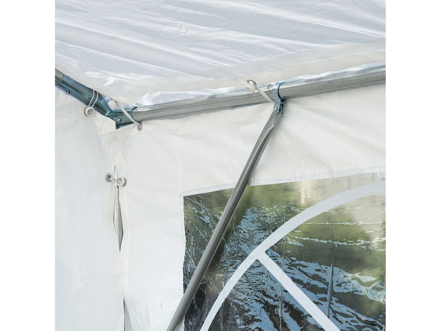 Gazebo da giardino 8x4m con pareti rimovibili e 8 finestre