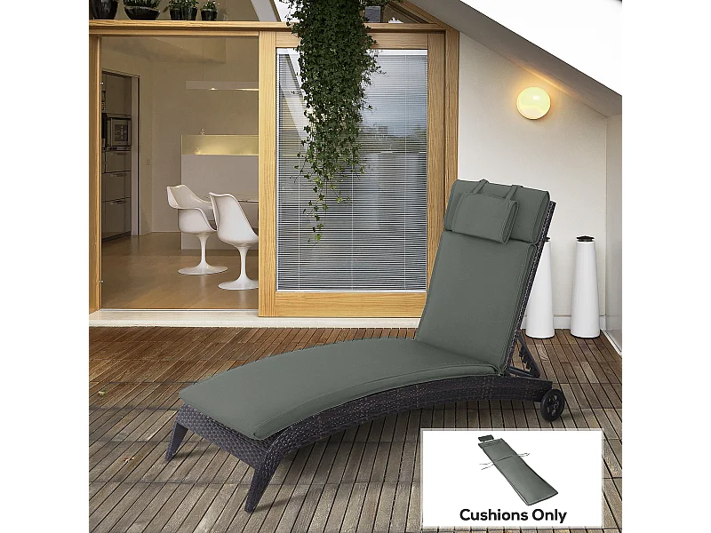 Cuscino per lettino sdraio prendisole da giardino 198x53x5 cm grigio