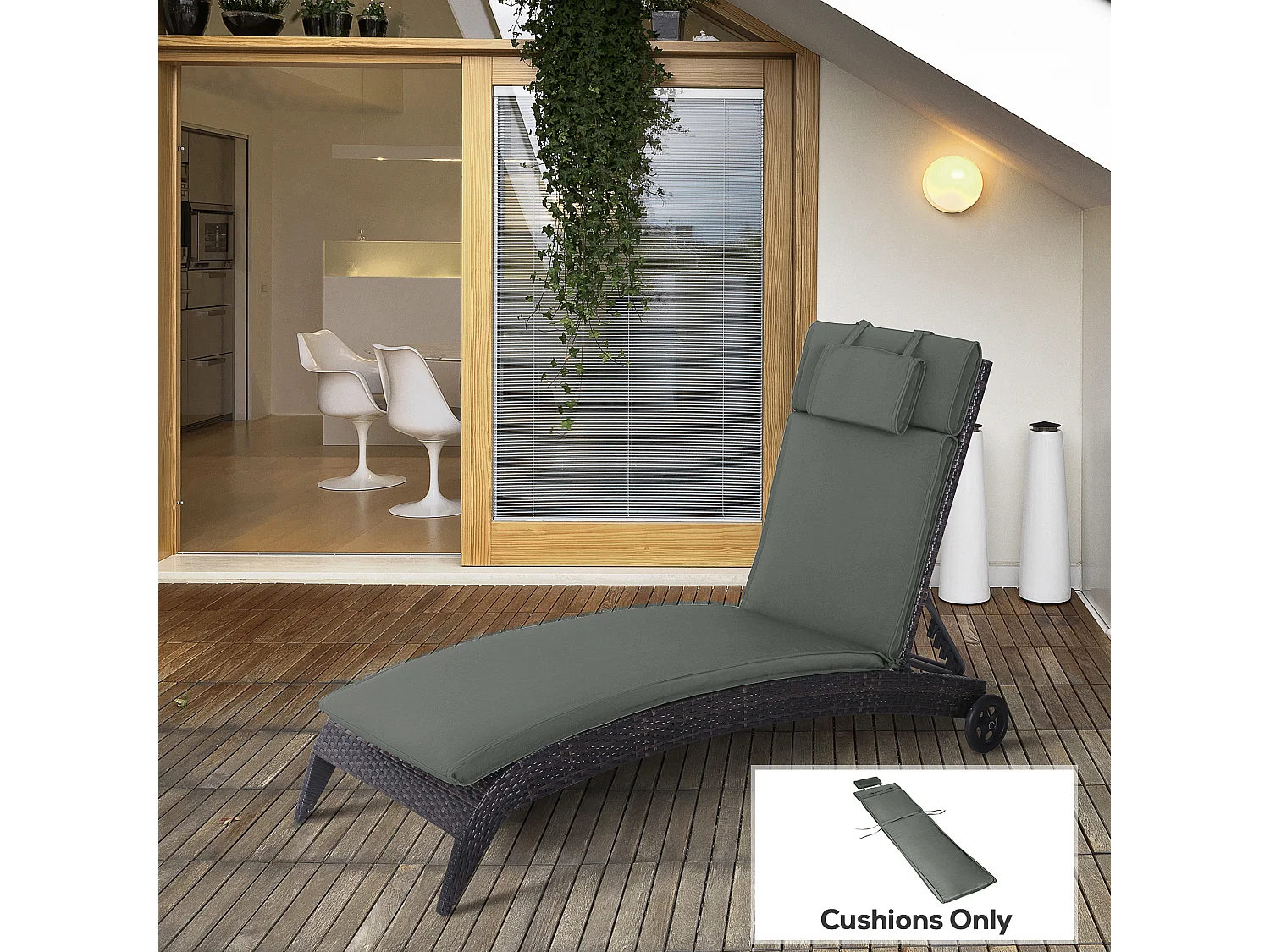 Cuscino per lettino sdraio prendisole da giardino 198x53x5 cm grigio