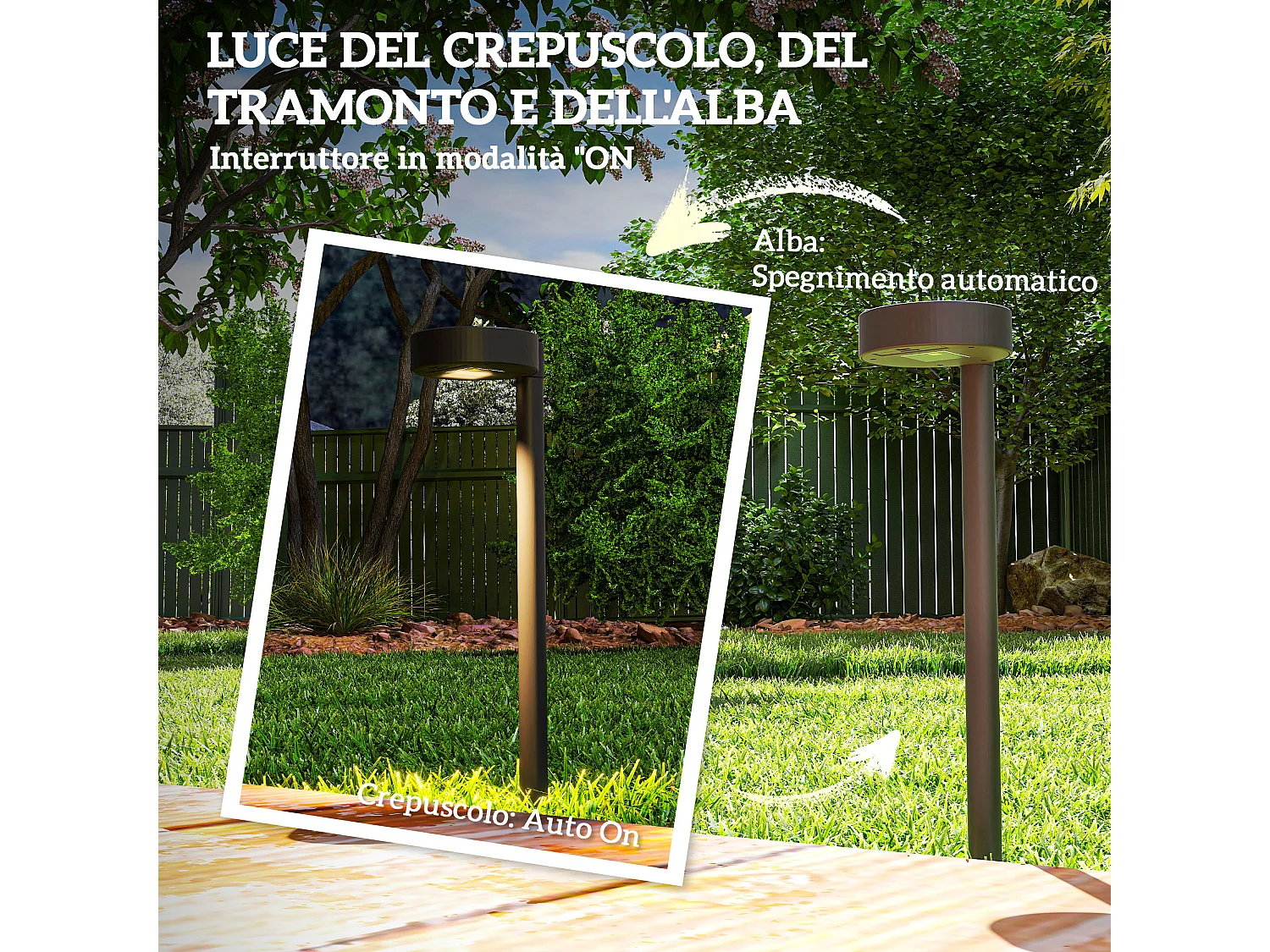 Set 8 faretti da esterno a energia solare con illuminazione led nero