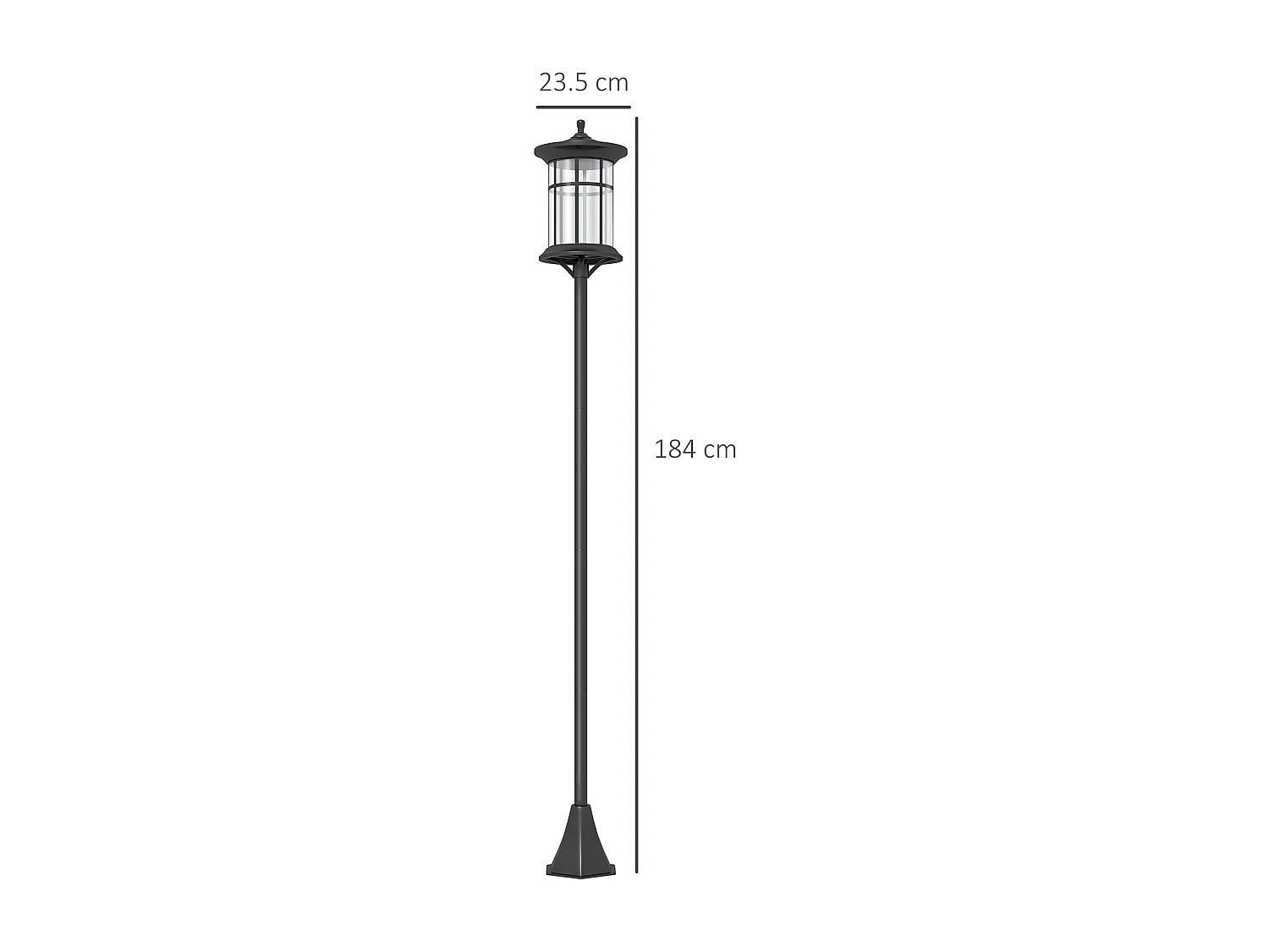 Lampione da giardino solare alto 184cm con luce led nero