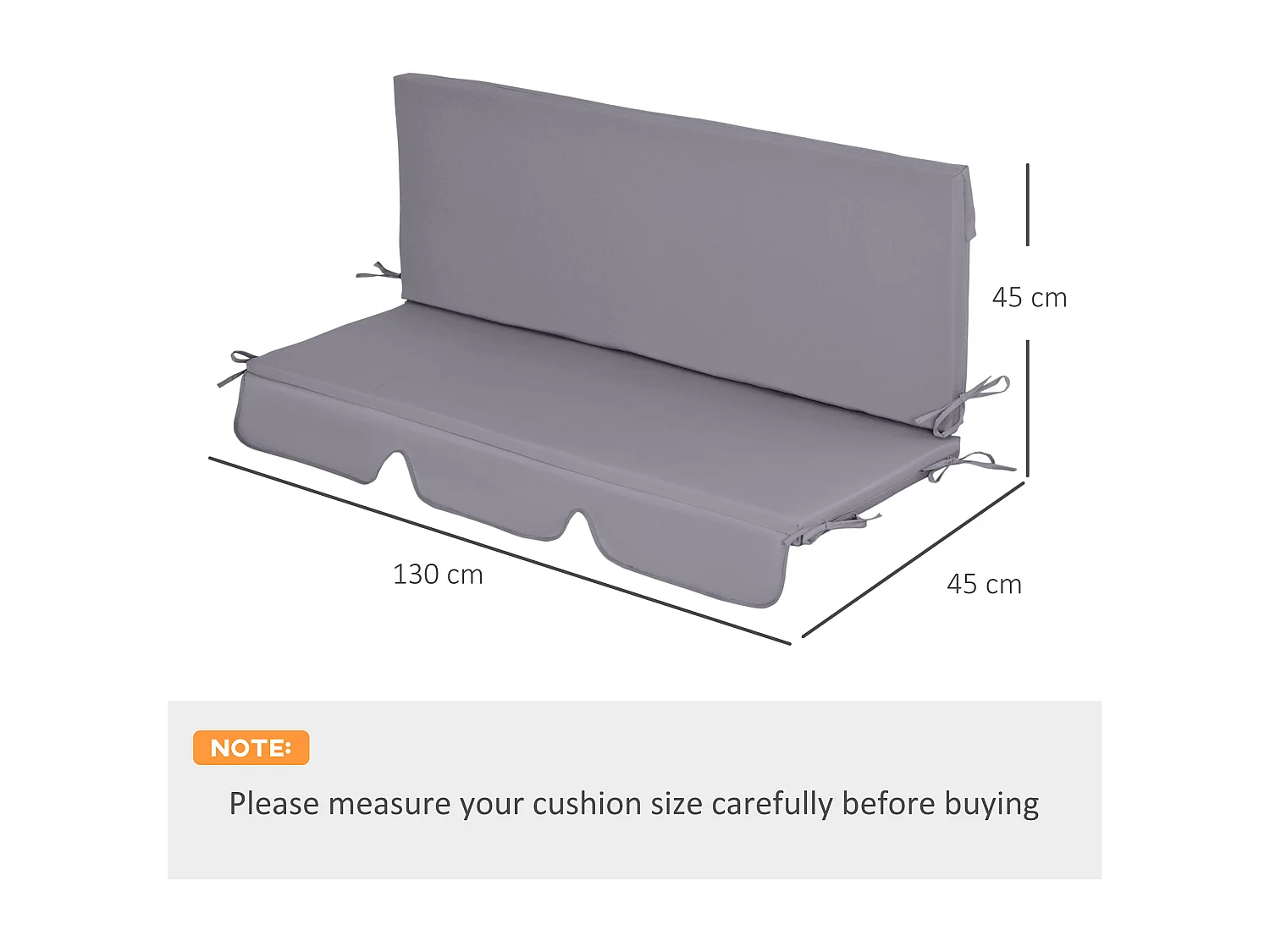 Cuscini da esterno dondolo da giardino 3 posti 2 pz grigio