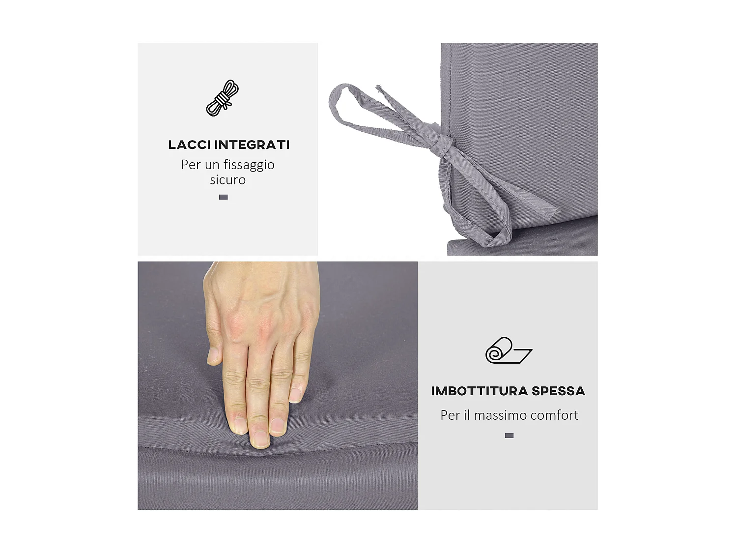 Cuscini da esterno dondolo da giardino 3 posti 2 pz grigio