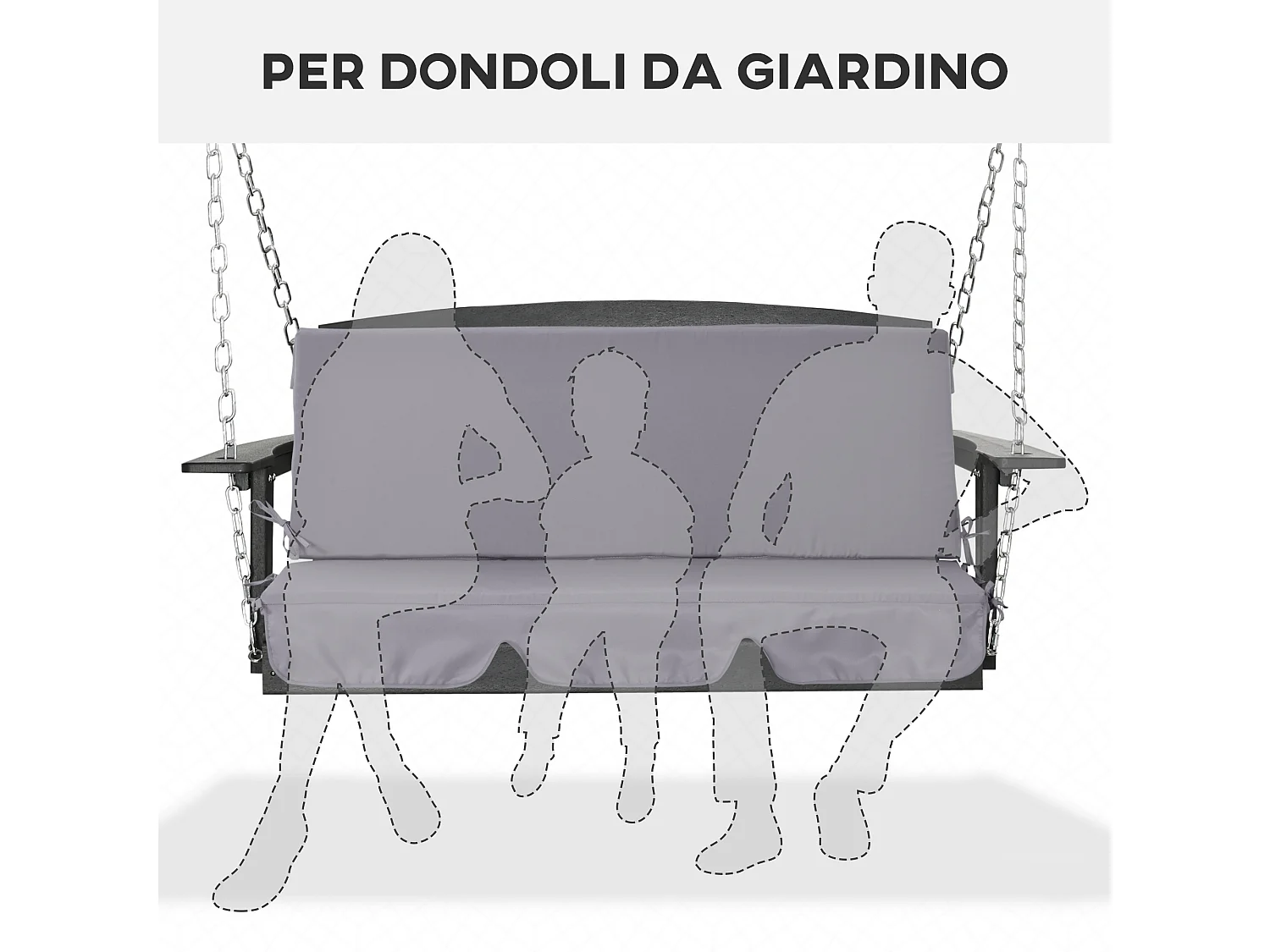 Cuscini da esterno dondolo da giardino 3 posti 2 pz grigio