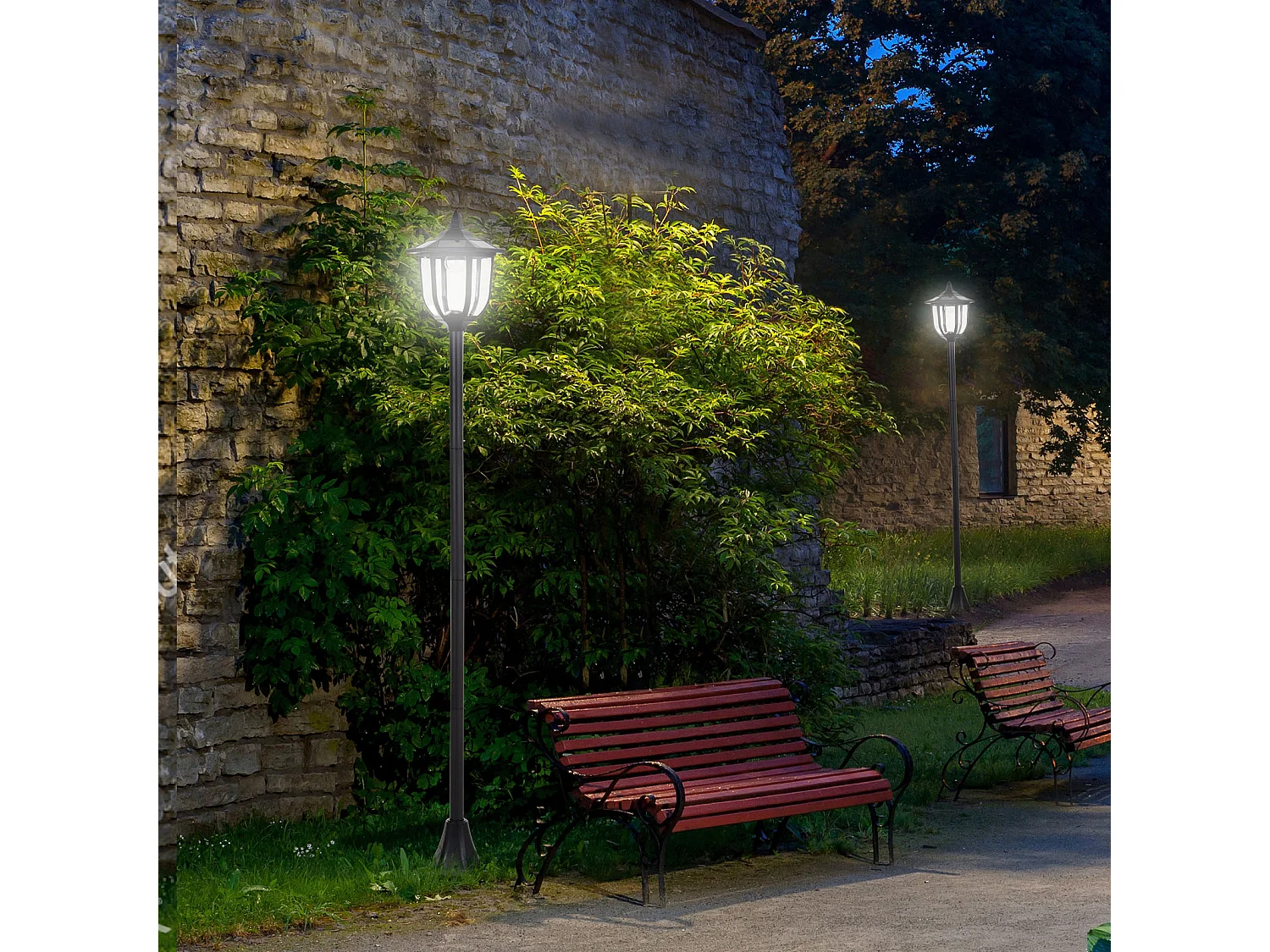 Lampione da esterni con 6 luci led accensione automatica impermeabile