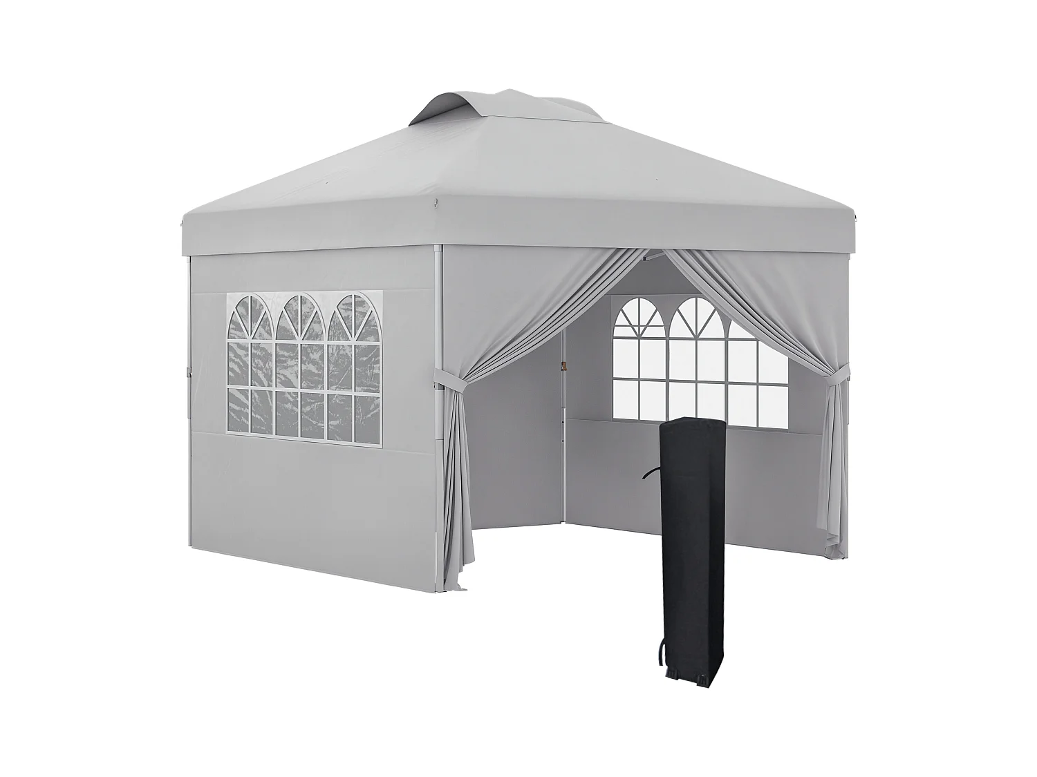 Gazebo pieghevole 3x3 m con altezza regolabile e borsa grigio chiaro