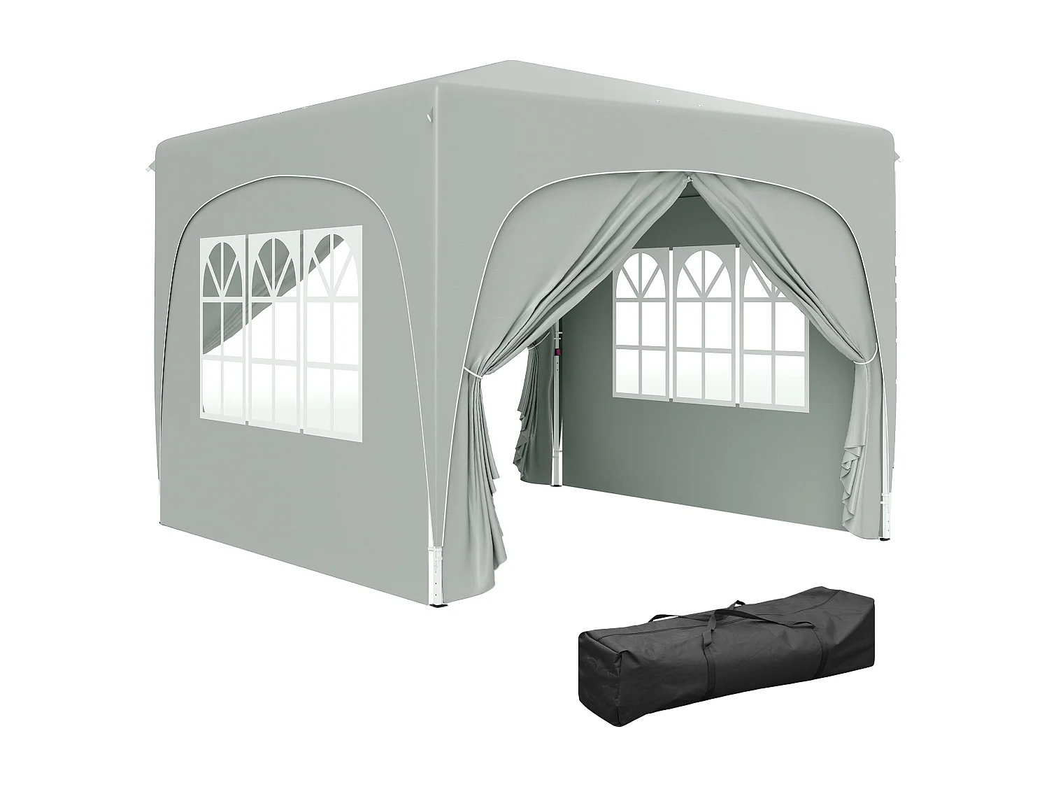 Gazebo da giardino 3x3m pieghevole con altezza regolabile grigio