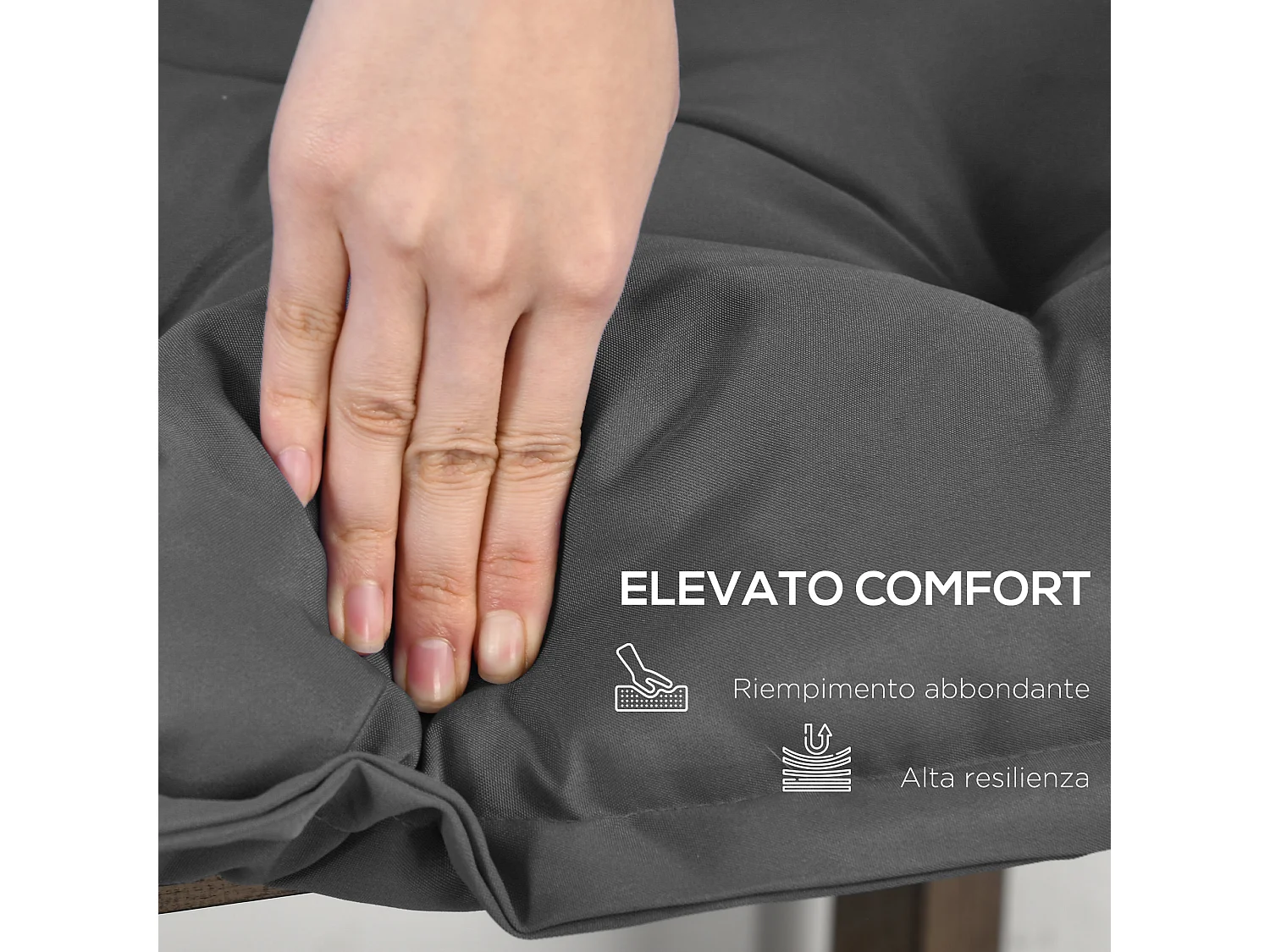 Cuscino per panchina da giardino 100x40cm grigio scuro